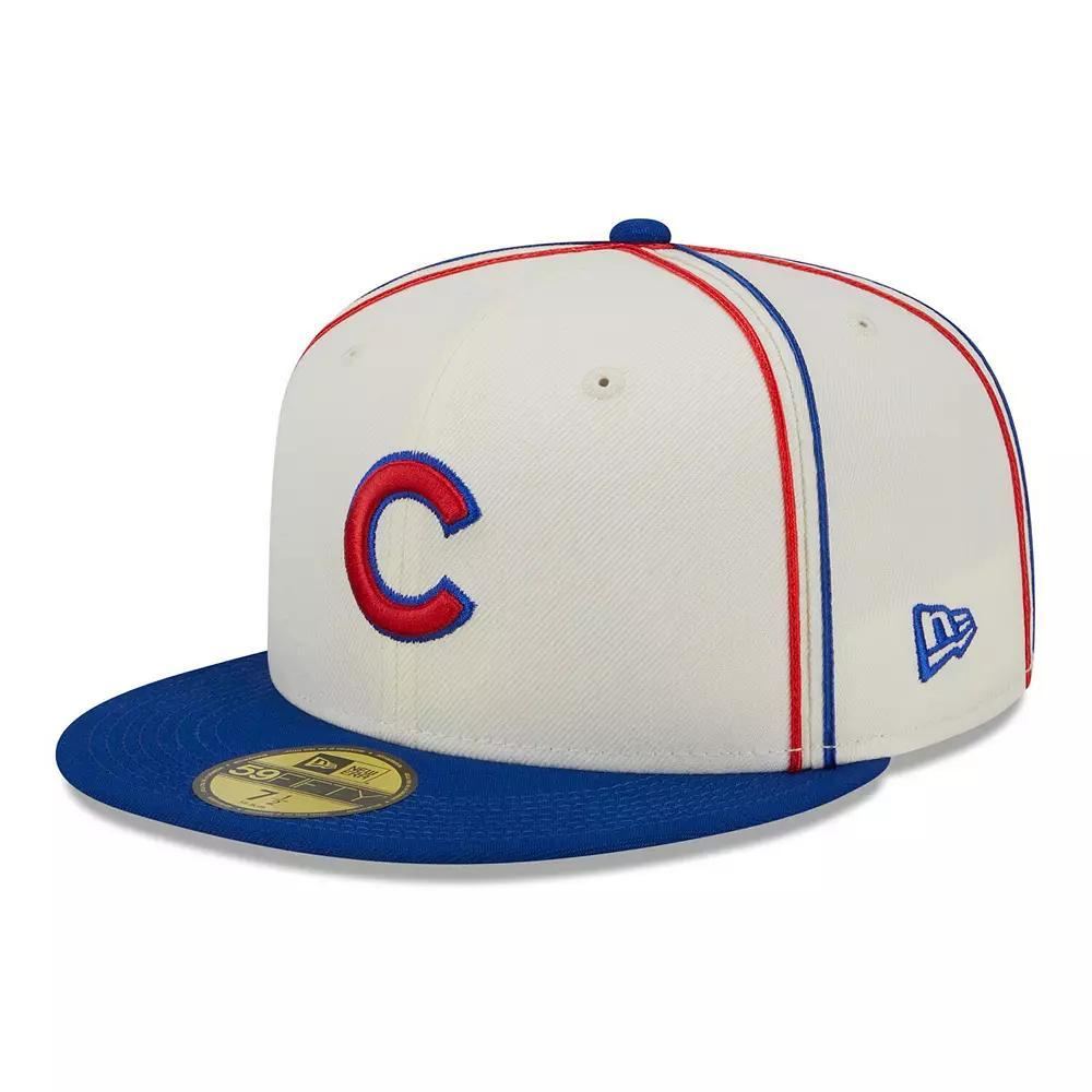 Men's New Era  Cream/Royal Chicago Cubs Chrome Sutash 59FIFTY Fitted Hat, Size: 8, Beige Product Image