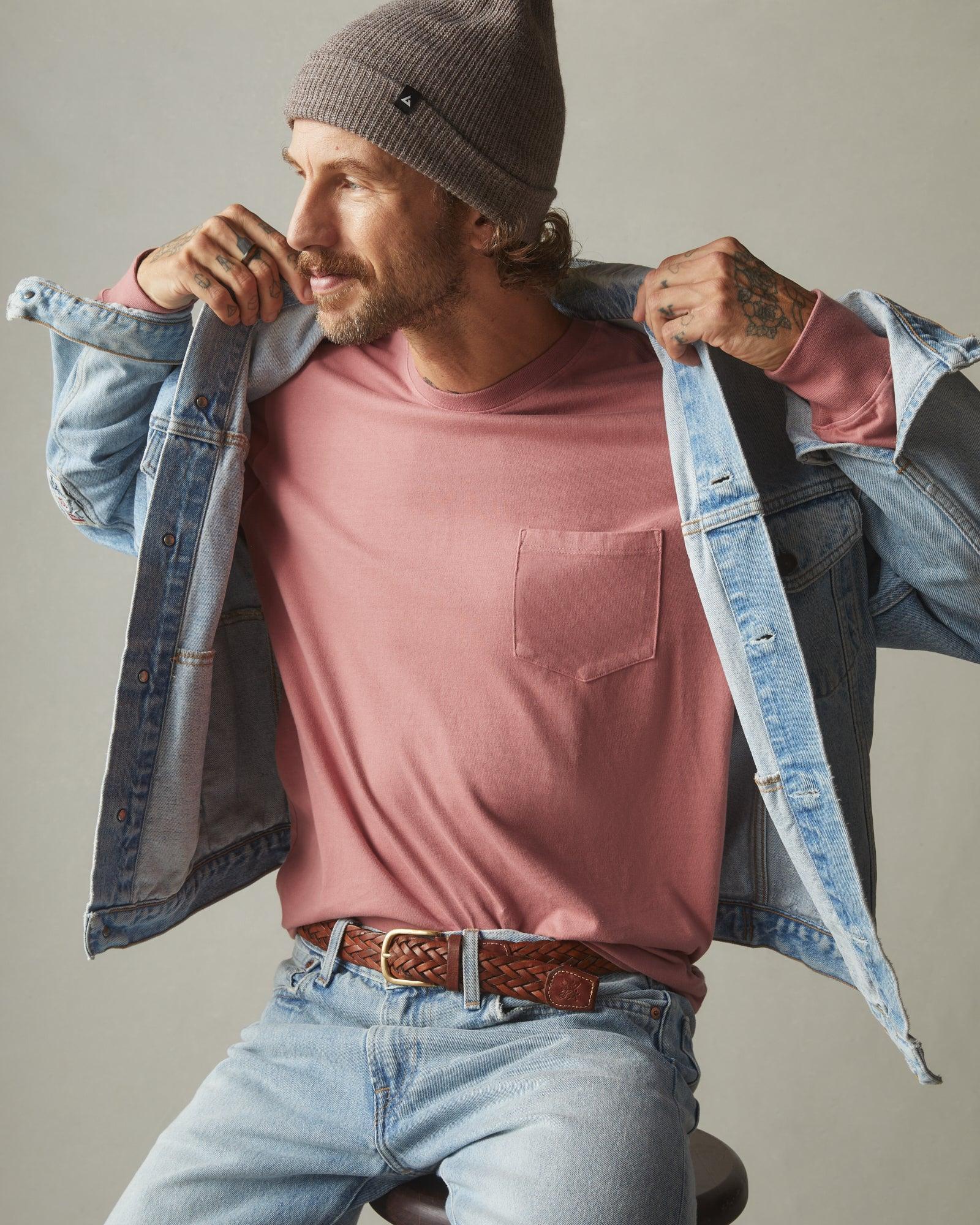 Men's Heavyweight Pocket Long Sleeve Tee - Withered Rose Male Product Image
