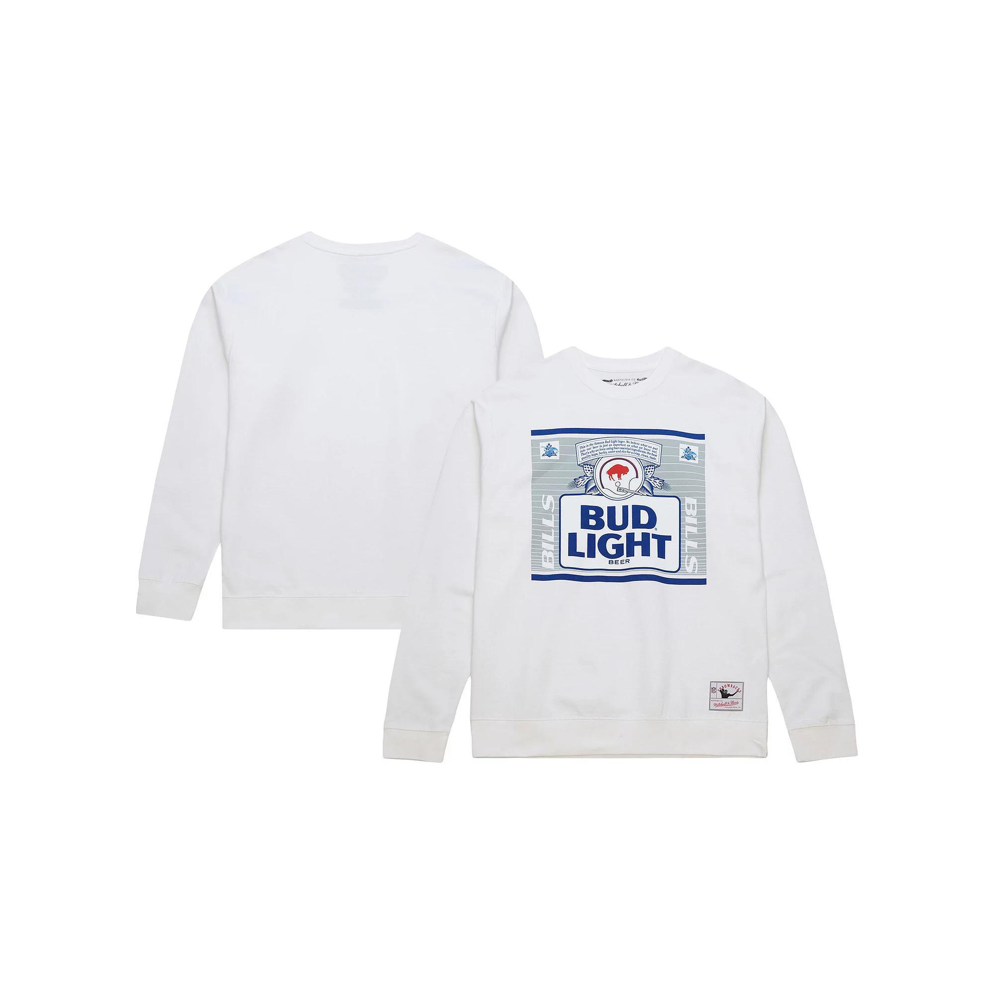 Men's Mitchell & Ness White Buffalo Bills NFL x Bud Light The Crest Pullover Sweatshirt, Size: 2XL Product Image