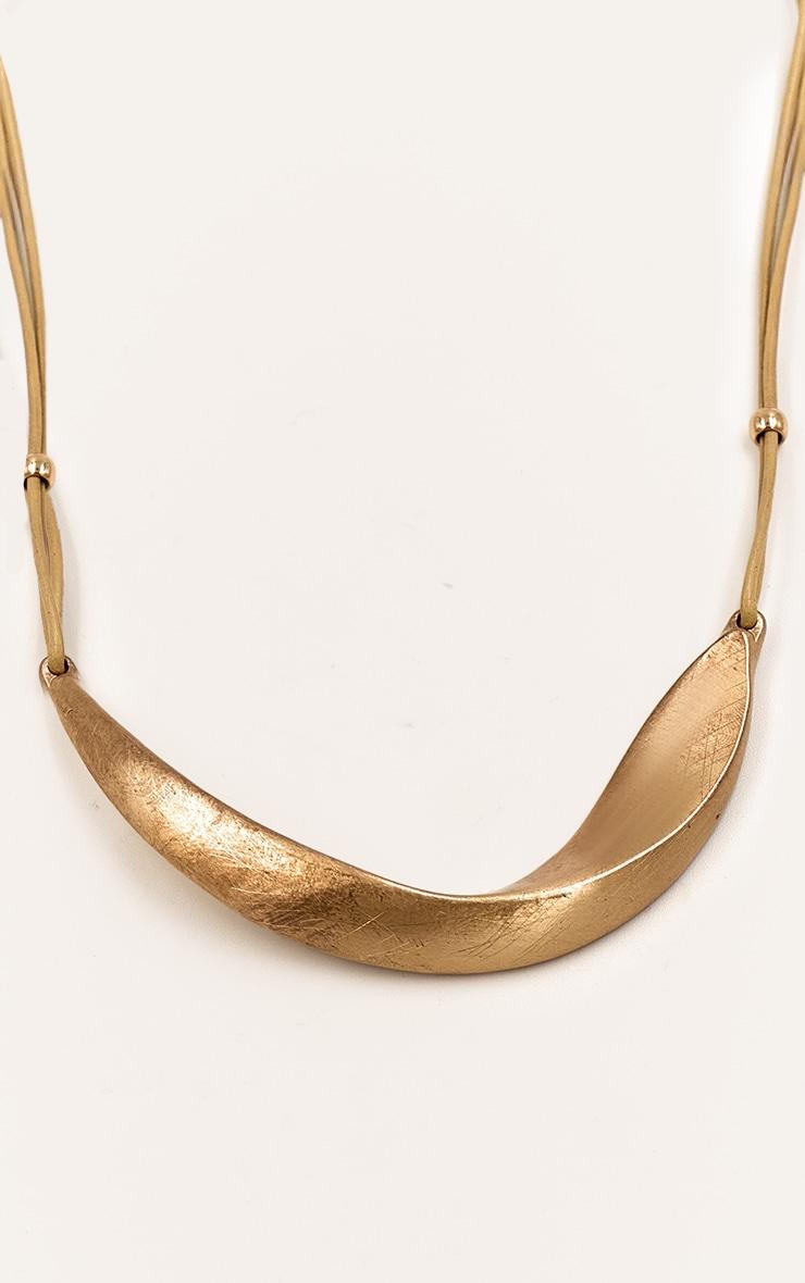 Gold Brushed Curved Metal Necklace Product Image