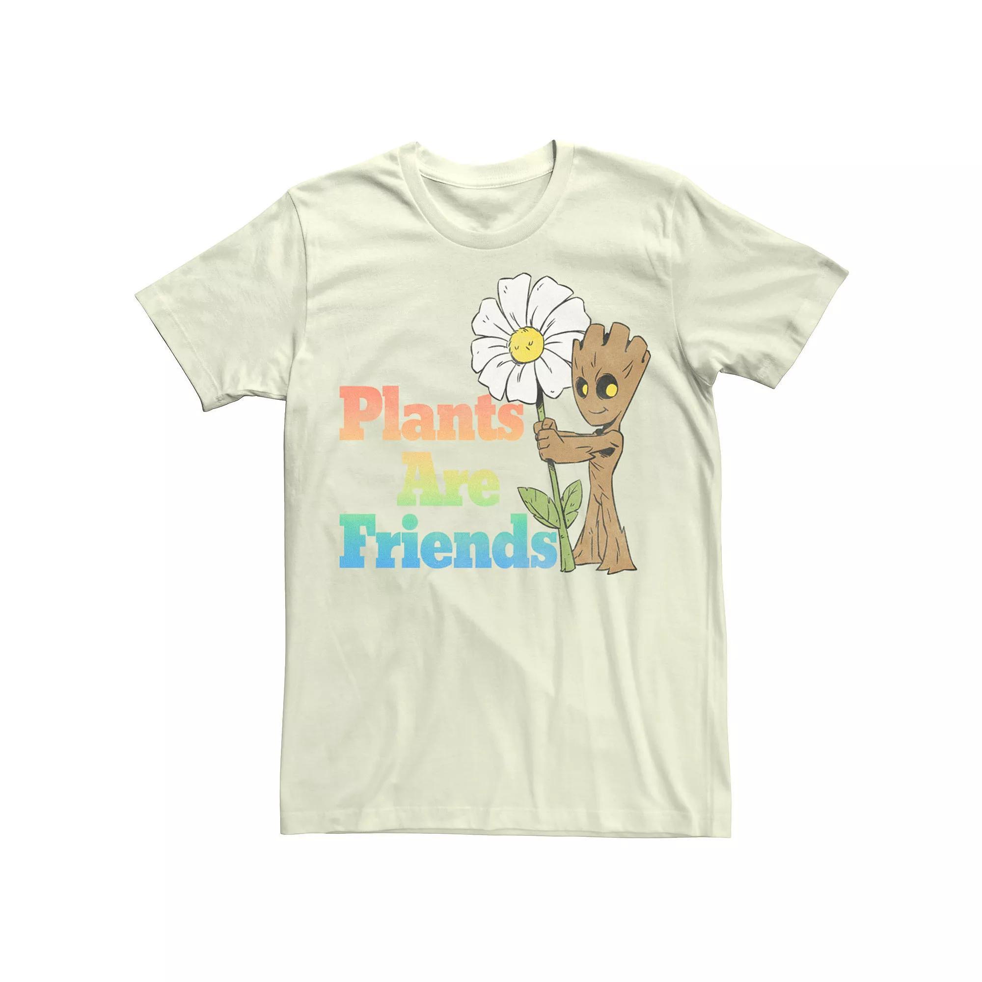 Mens Marvel Groot Plants Are Friends Text Tee Product Image