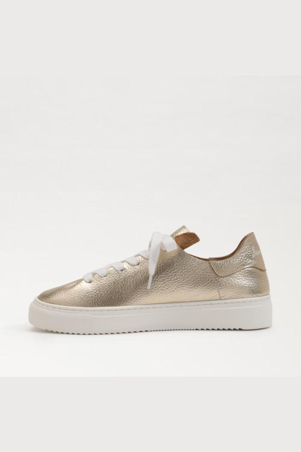 Poppy Lace Up Sneaker- Gold Leather Product Image