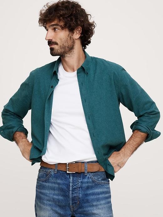 Standard-Fit Cotton Flannel Shirt Product Image