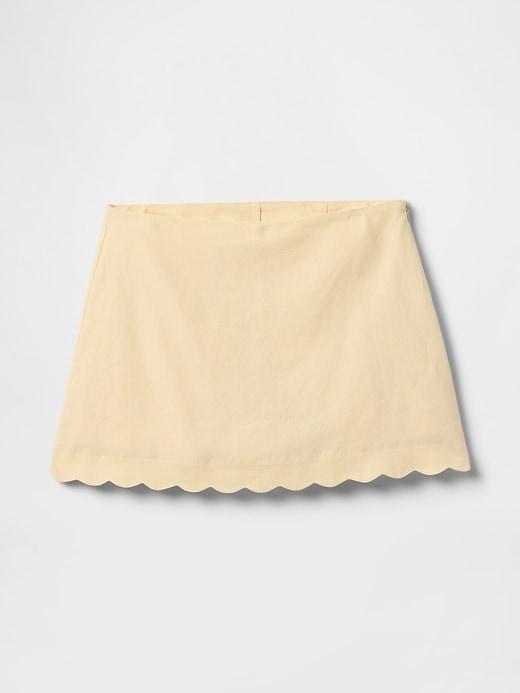Linen-Blend Scalloped Mini Skort Product Image