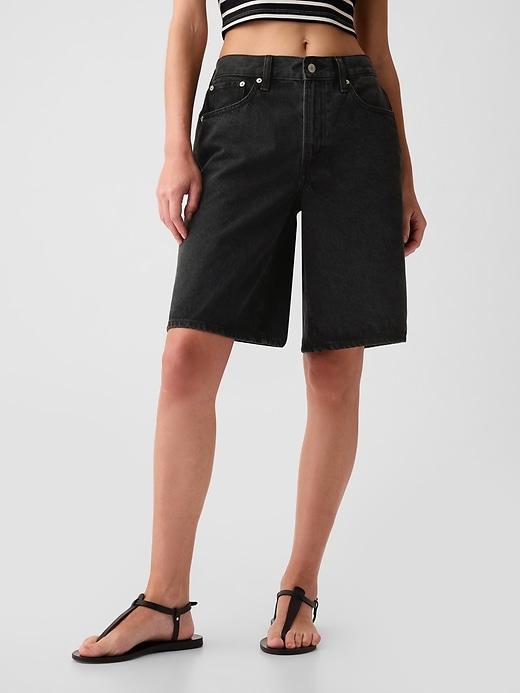 11.5" Mid Rise Longline Denim Shorts Product Image