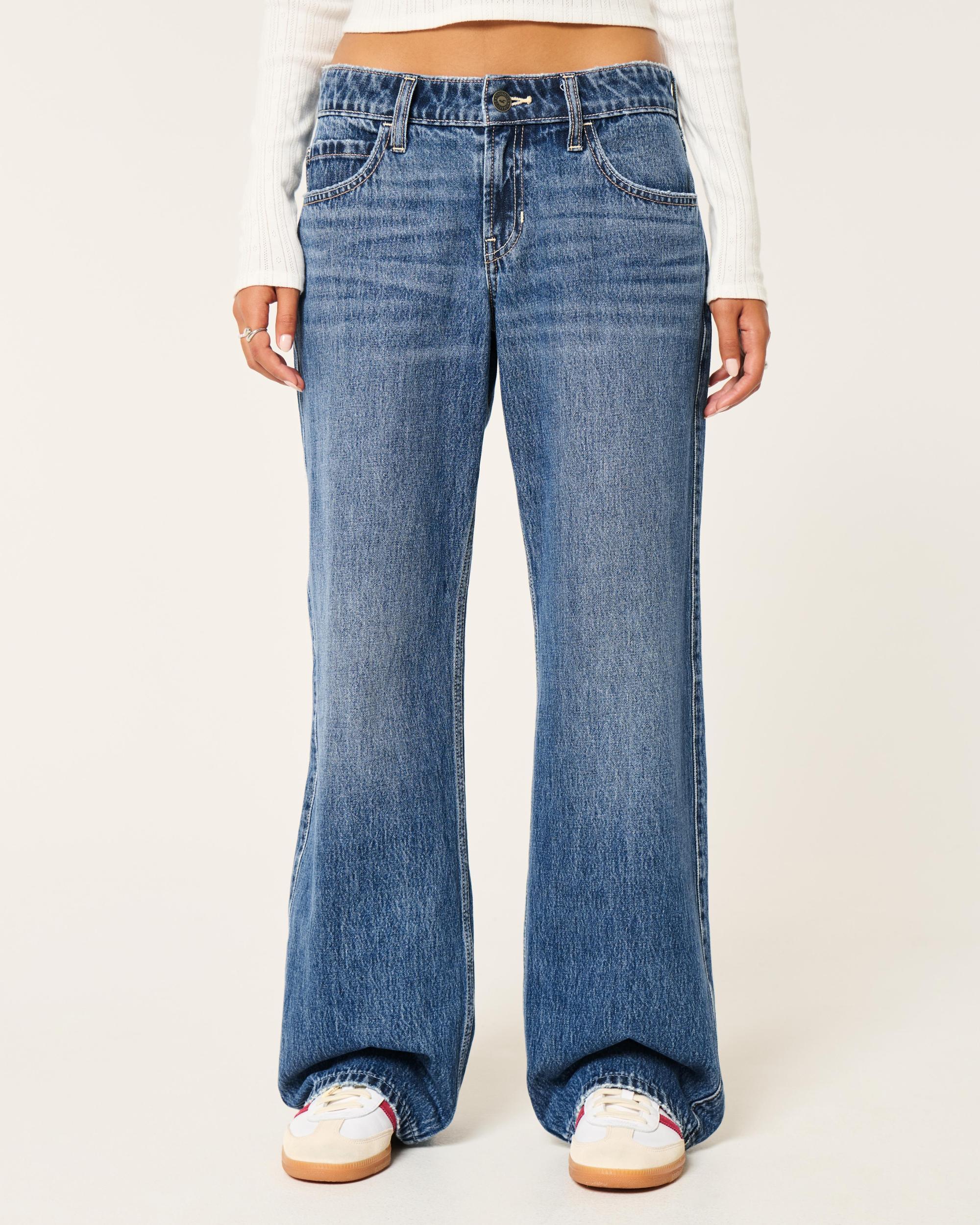 Low-Rise Dark Wash Baggy Jeans Product Image