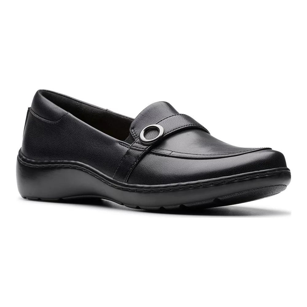 Clarks® Cora Amanda Women's Leather Slip-On Shoes, Size: 9, Black Product Image