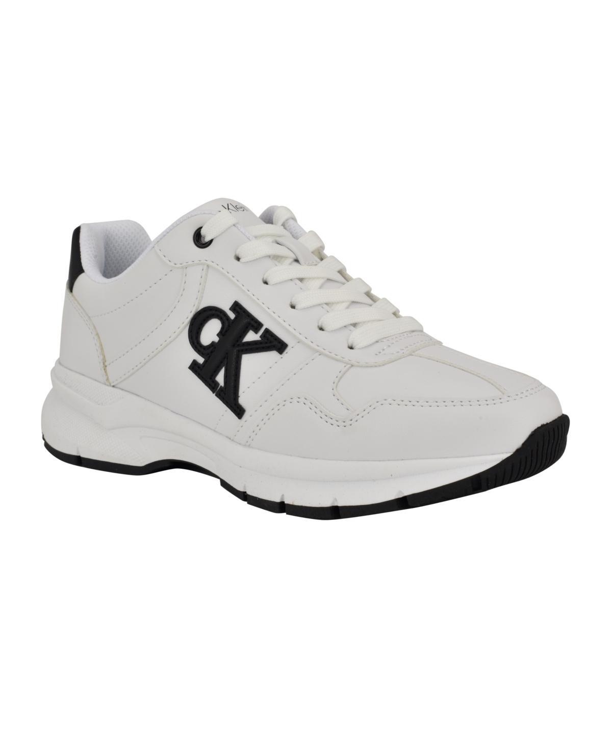Calvin Klein Womens Caius Round Toe Lace-Up Casual Sneakers - White Product Image