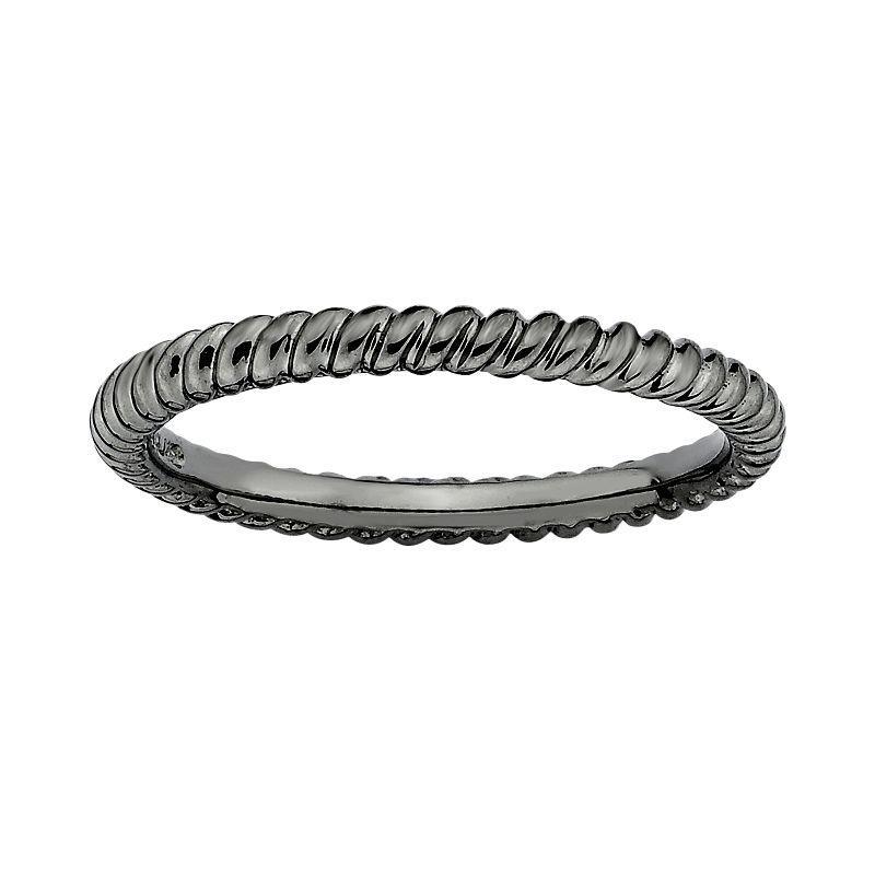 Stacks & Stones Ruthenium-Plated Sterling Silver Twist Stack Ring, Women's, Size: 10, Black Product Image