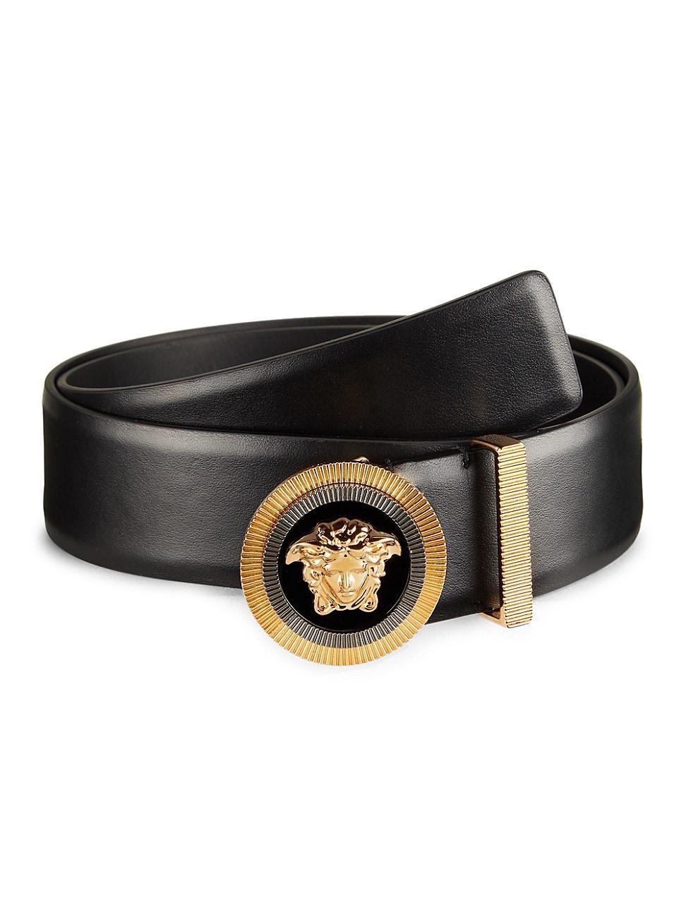 Mens Medusa Buckle Leather Belt Product Image