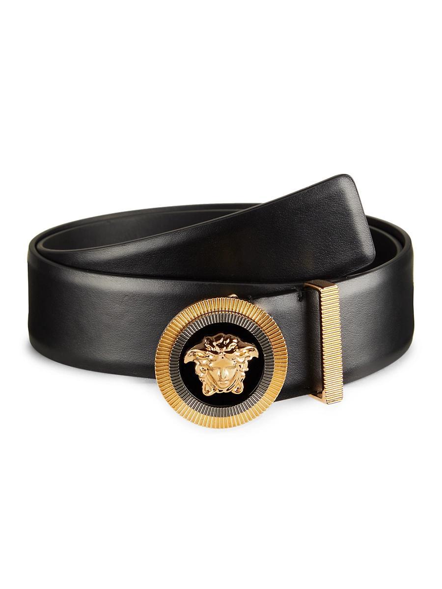 Mens Medusa Buckle Leather Belt Product Image