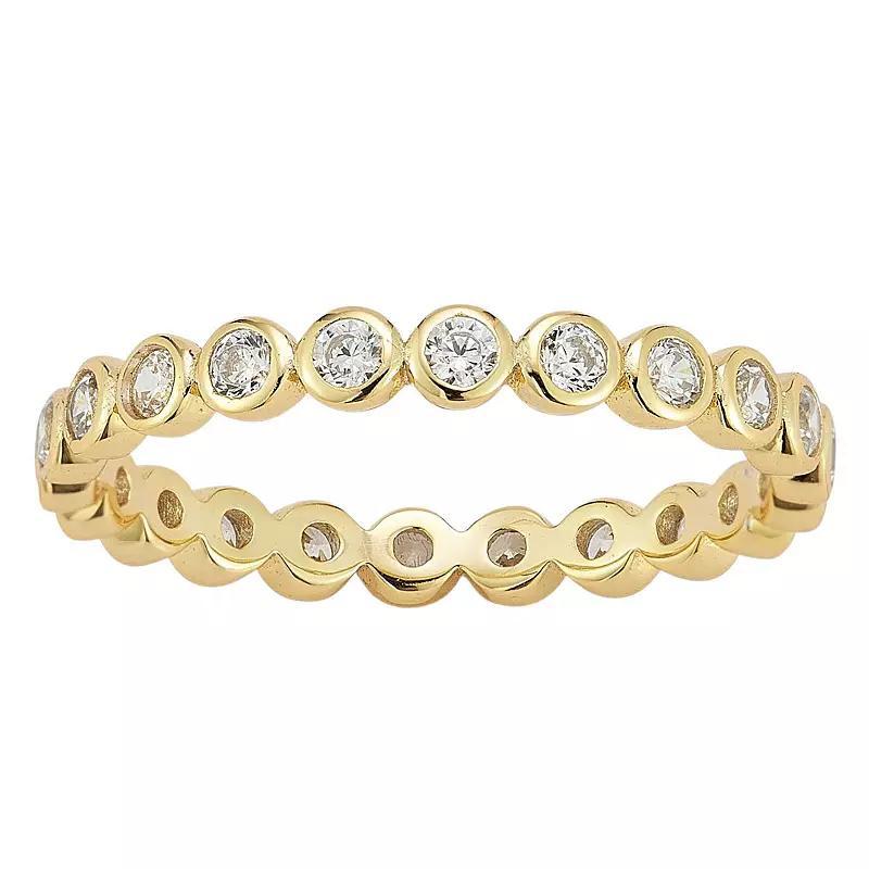 Sunkissed Sterling 14k Gold Over Silver Bezel Set Cubic Zirconia Ring, Women's, Size: 7, Gold Tone Product Image
