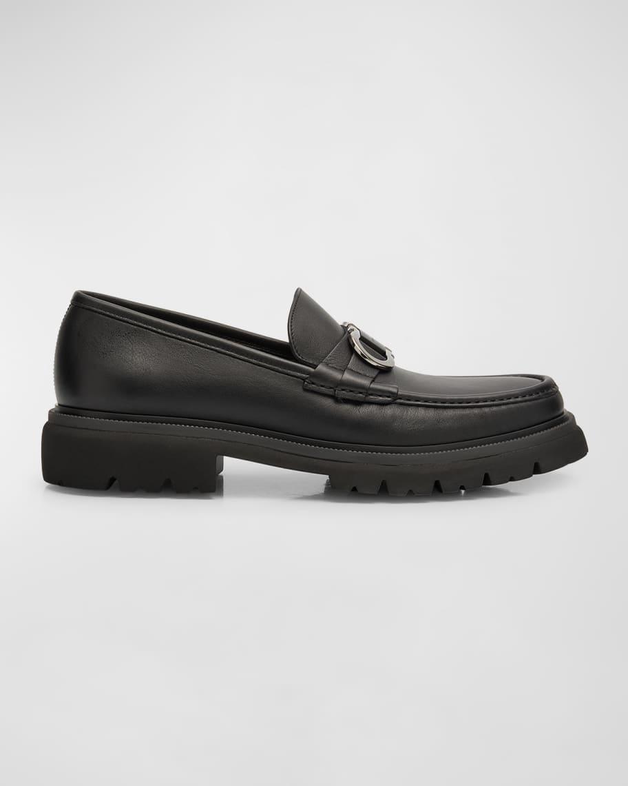 Ferragamo Mens Gancini Leather Loafers Product Image