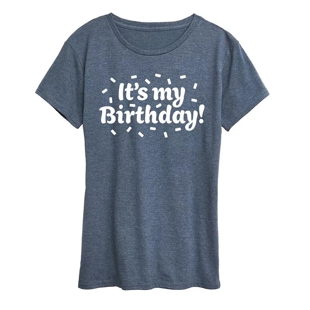Women's It's My Birthday Graphic Tee, Size: Large, Grey Blue Product Image