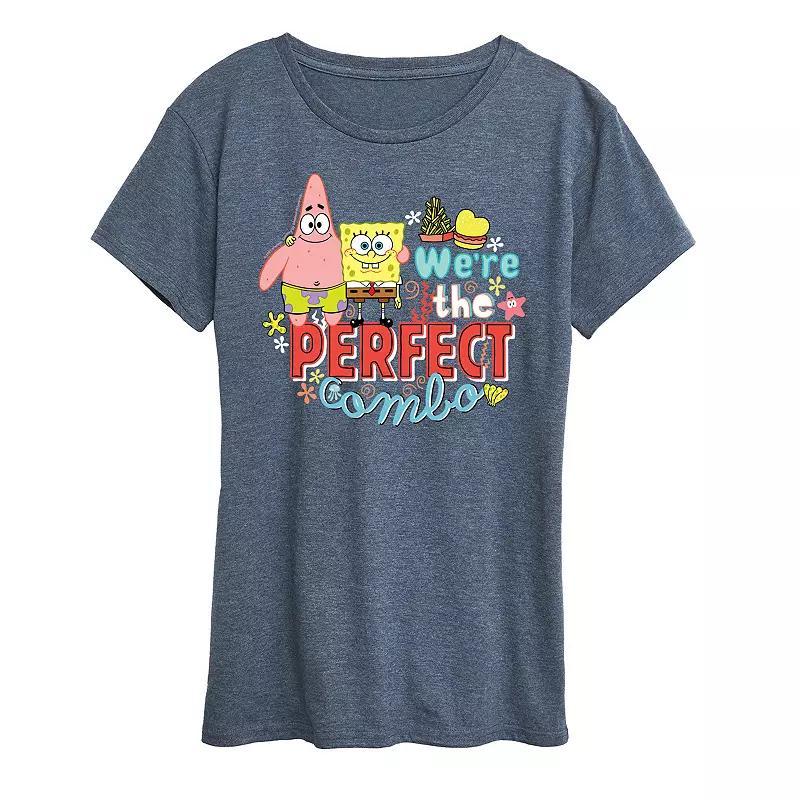 Womens Spongebob Squarepants Were The Perfect Couple Graphic Tee Grey Blue Product Image