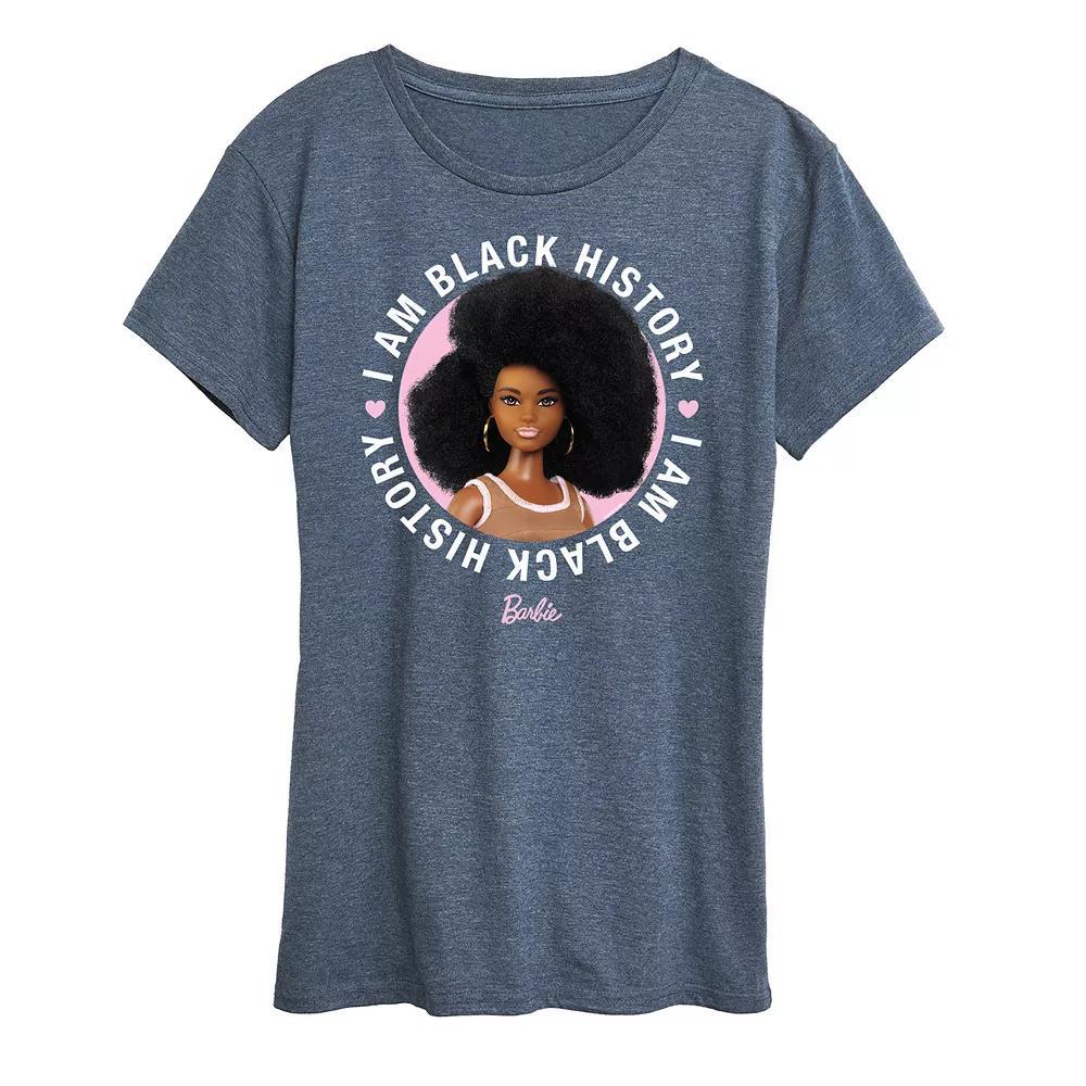 Womens Barbie I Am Black History Graphic Tee Grey Royal Blue Product Image