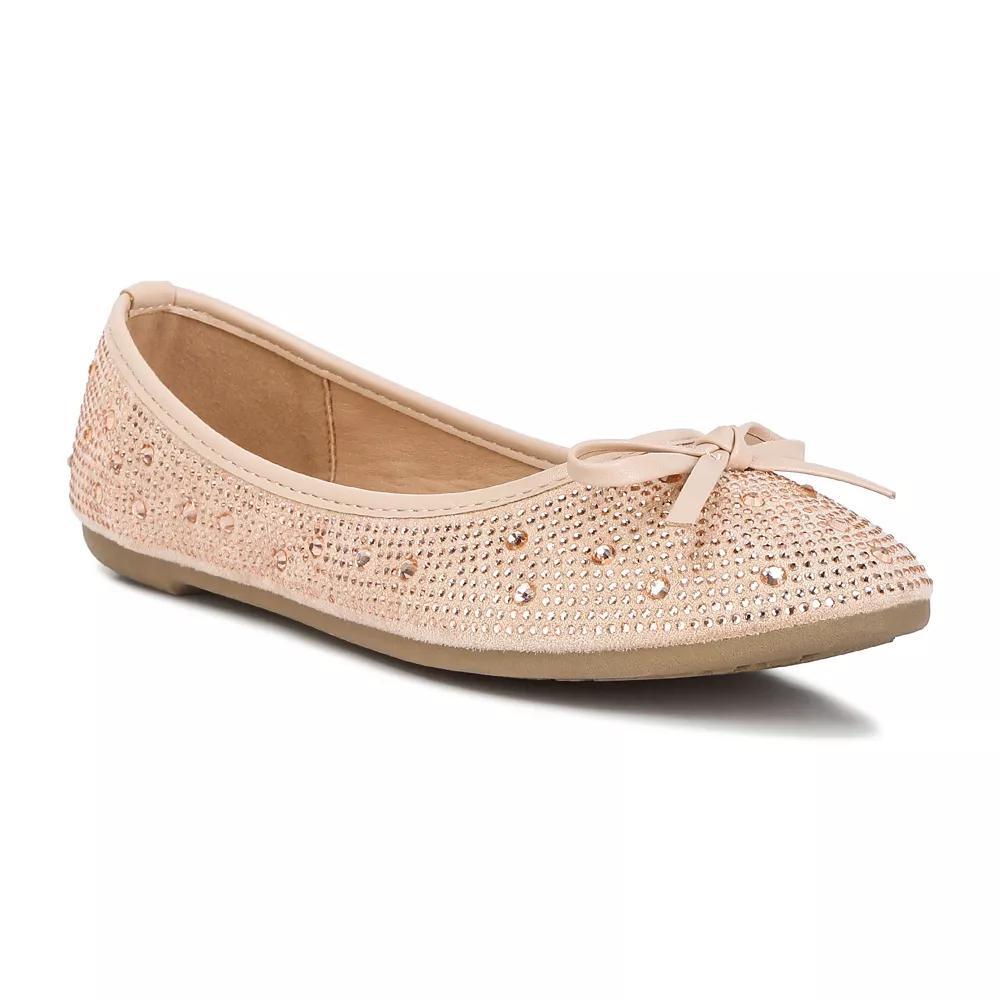 London Rag Women's Rhinestone & Stud Ballet Flats, Size: 5, Beige Product Image