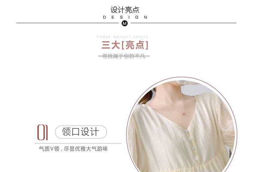 Maternity Puff-Sleeve V-Neck Plain Blouse / Shorts Product Image