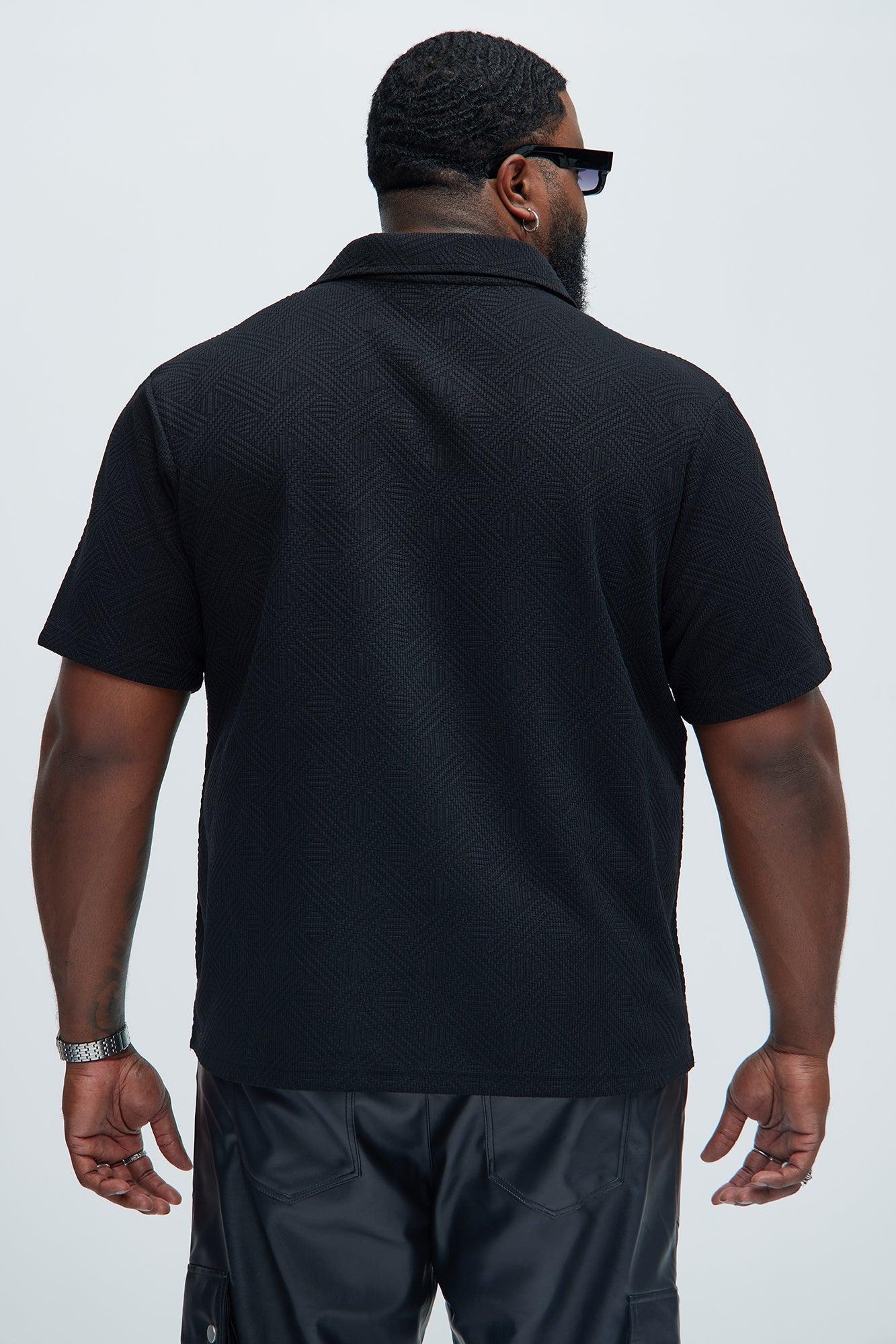 Burley Geo Textured Johnny Collar Shirt - Black Product Image