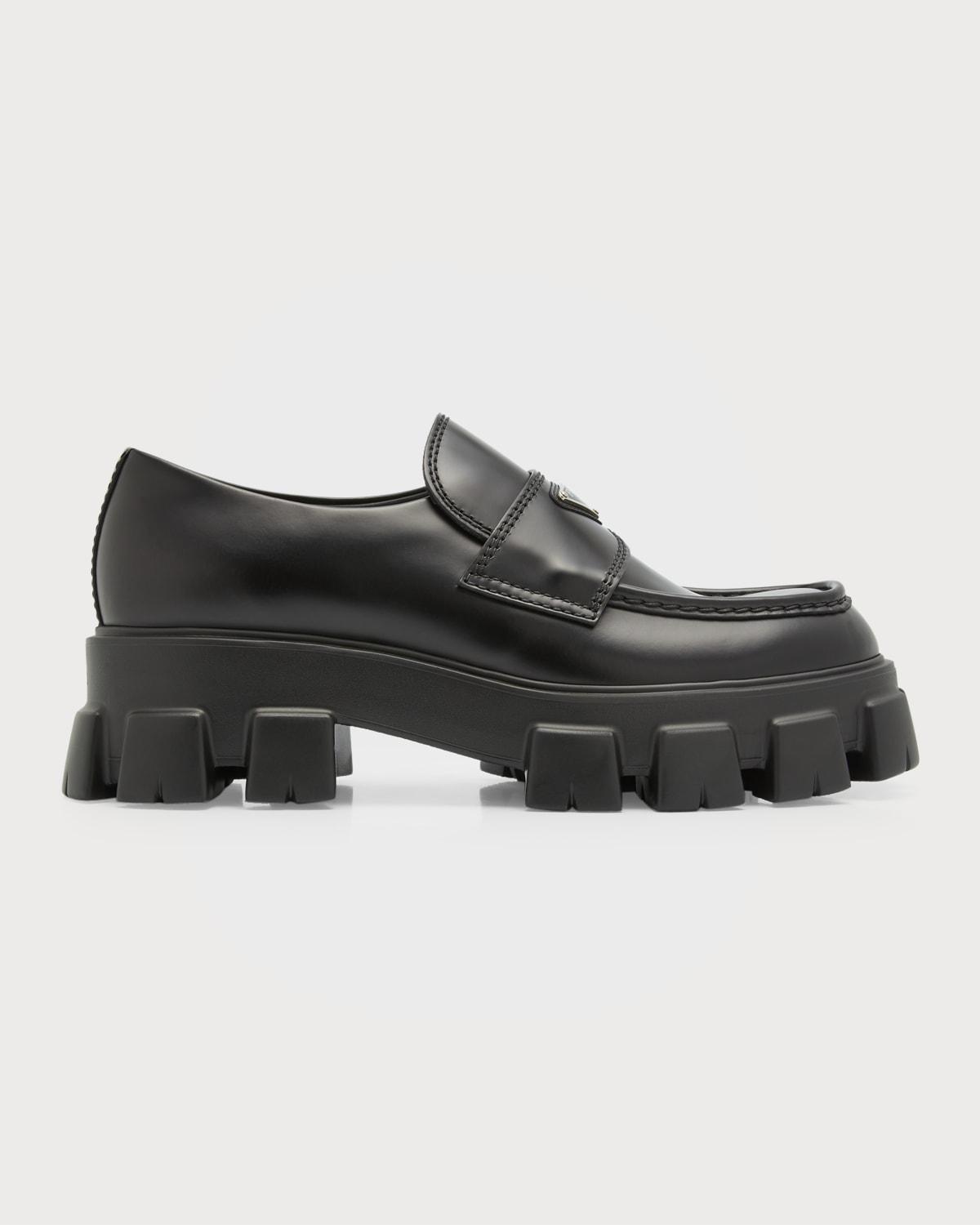 Mens Monolith Lug-Sole Brushed Leather Loafers Product Image