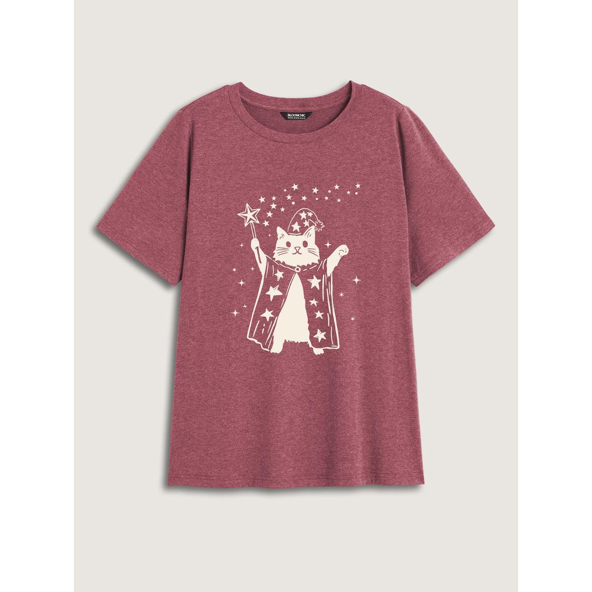 Plus Size Sunkissed Sunflower Round Neck T-Shirt Plum Women Non Natural Flowers Round Neck Everyday-Casual T-shirts BloomChic 30/6X Product Image