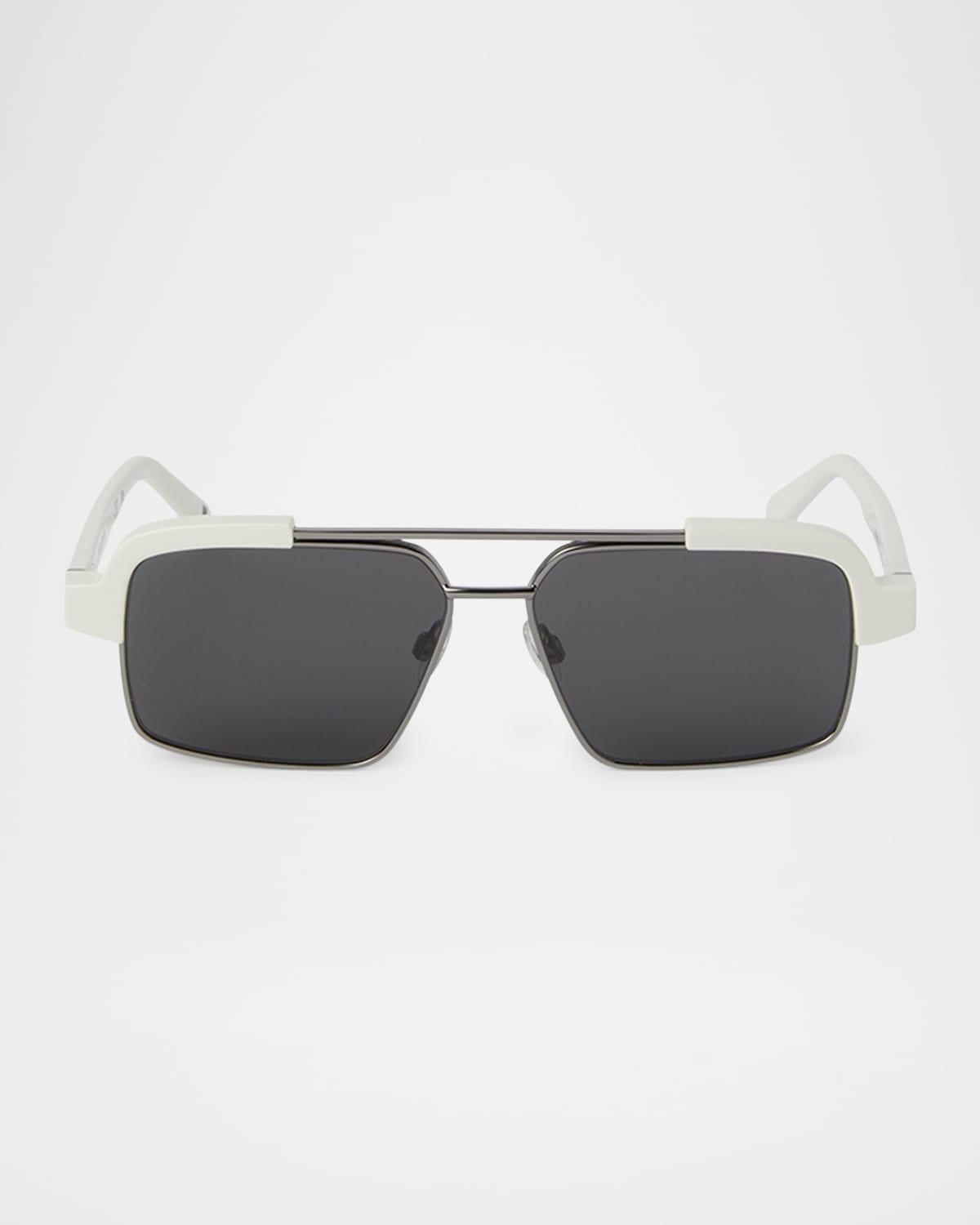 Mens Panorama Acetate and Metal Rectangle Sunglasses Product Image
