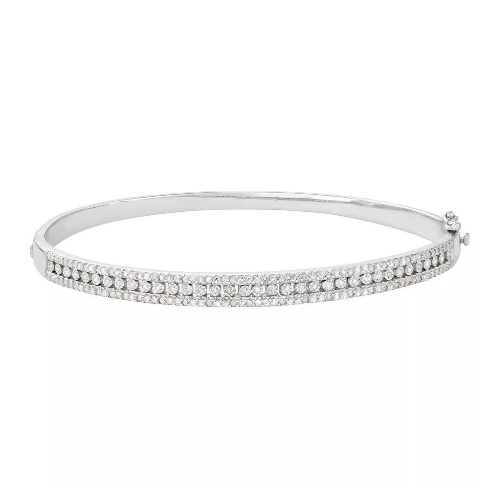 Sterling Silver 1/2 Carat T.W. Diamond Bangle Bracelet, Women's, Size: 7.5" Product Image