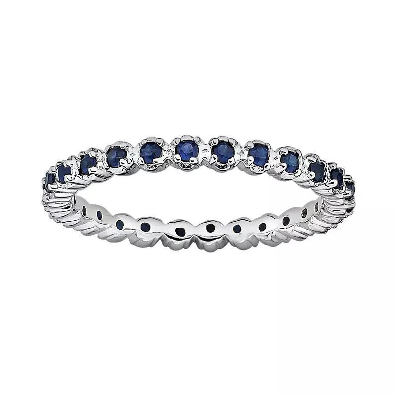 Stacks & Stones Sterling Silver Lab-Created Sapphire Stack Ring, Women's, Size: 9 Product Image