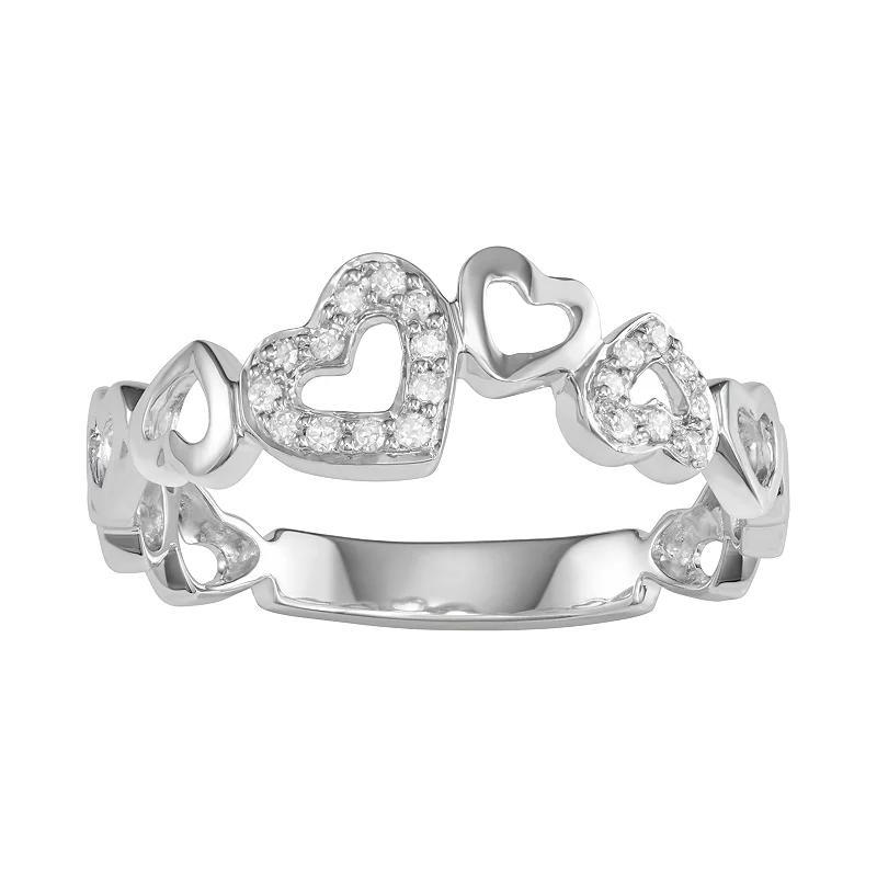 Sterling Silver Diamond Accent Heart Ring, Women's, Size: 7, Silver Tone Product Image
