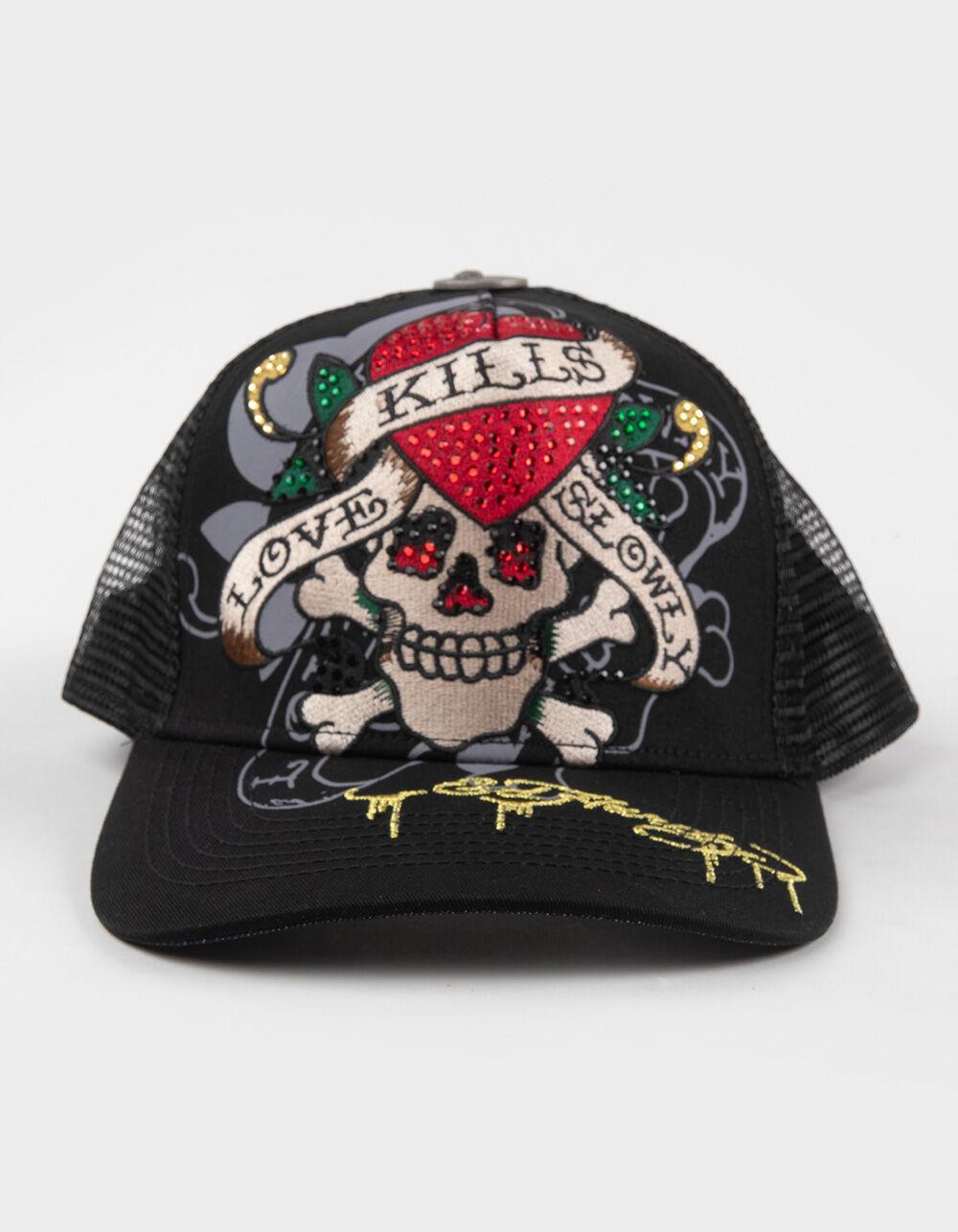 ED HARDY Rhinestone Tiger Womens Trucker Hat - BLACK Product Image