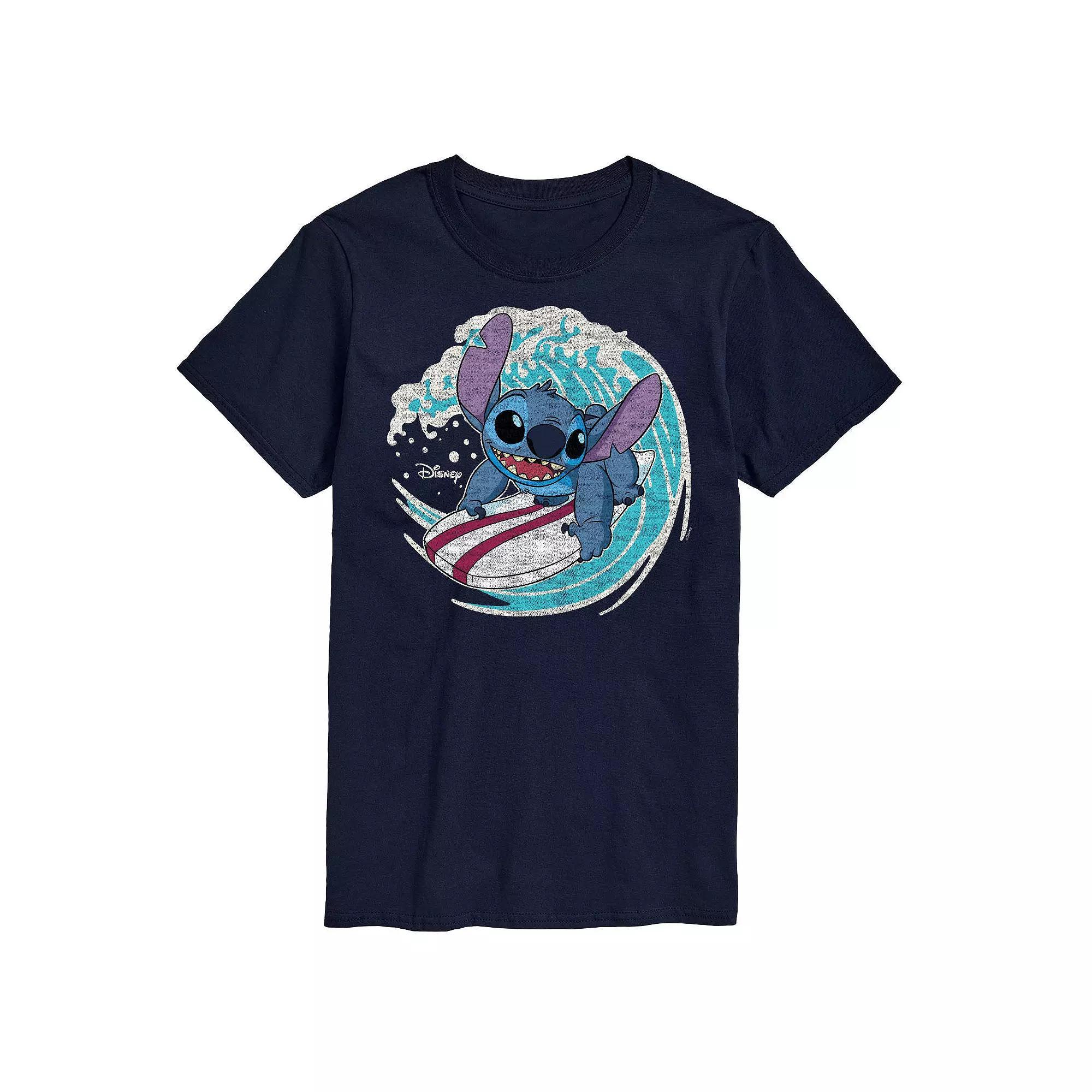 Disneys Lilo & Stitch Big & Tall Stitch Surf Graphic Tee, Mens Blue Product Image