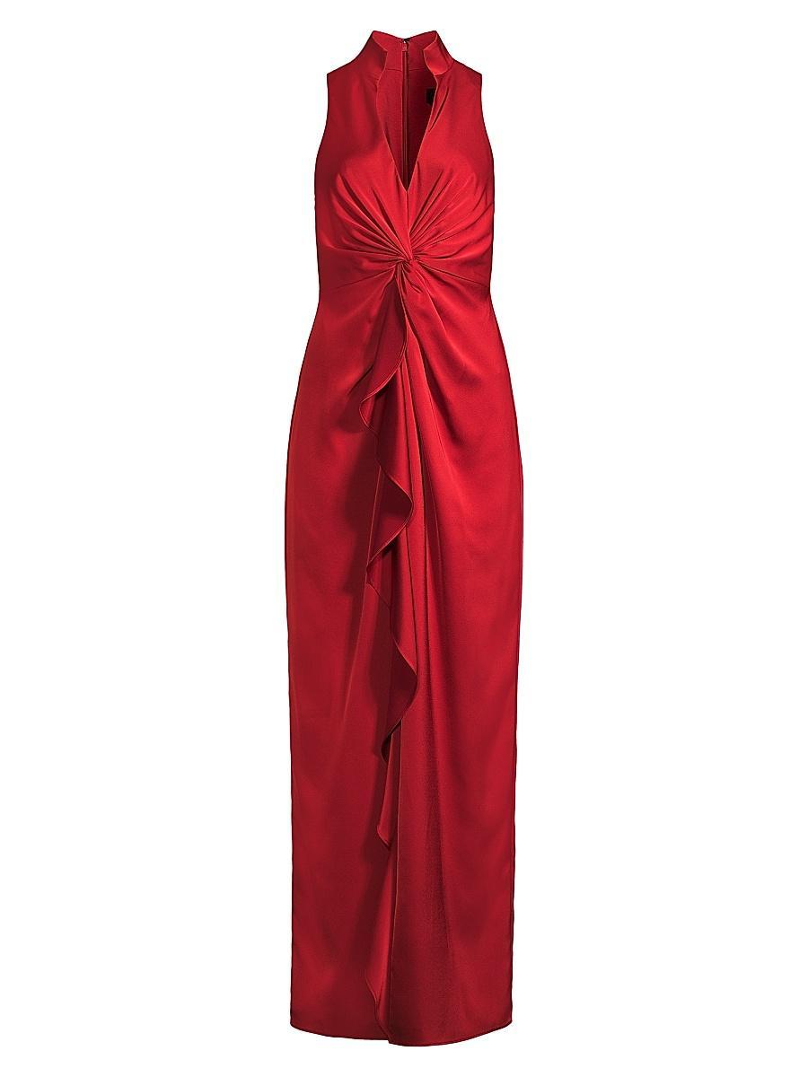 Womens Ruffle Satin Column Gown Product Image
