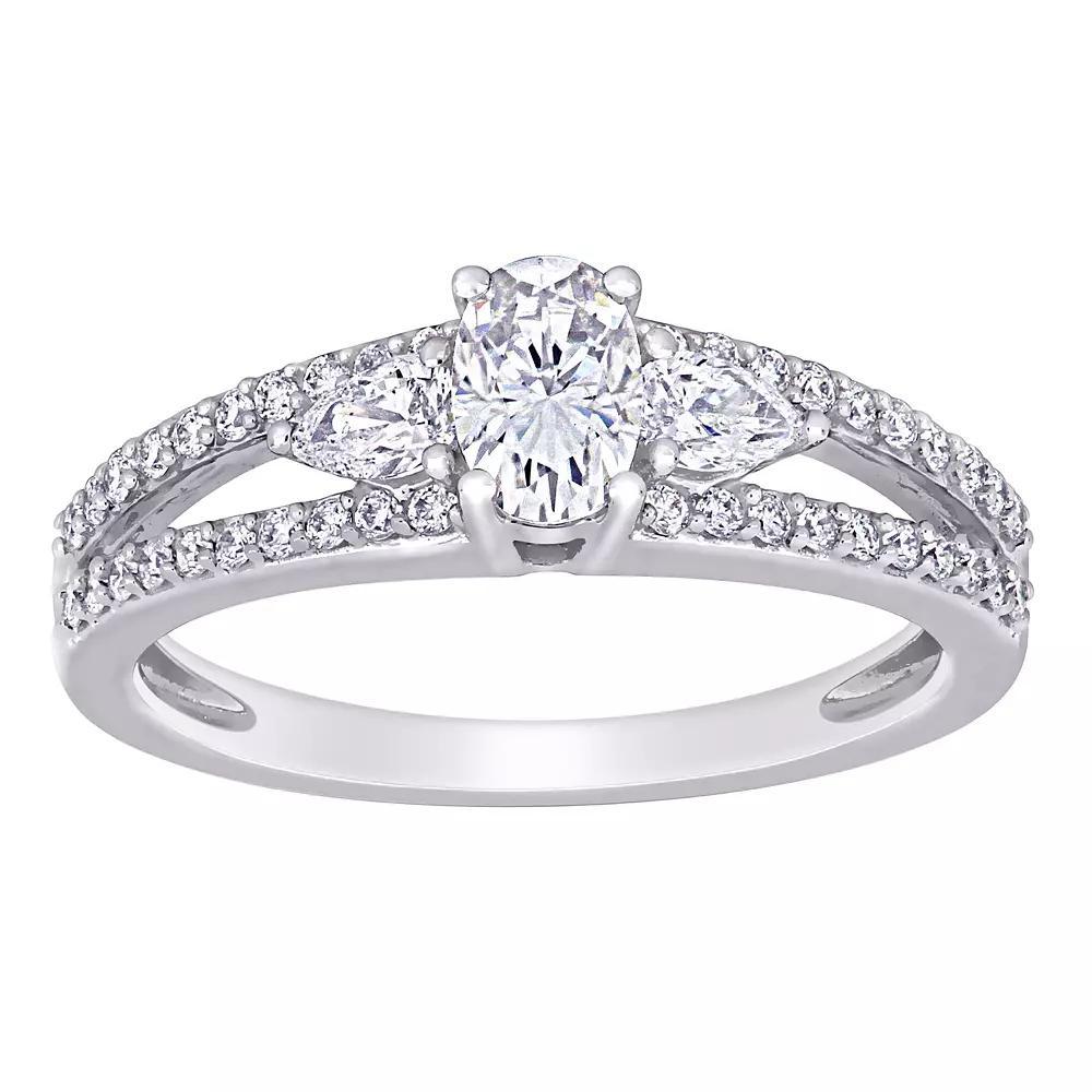 Stella Grace 14k White Gold 1/2 ct. T.W. Lab-Created Mossianite & 1/2 ct. T.W. Diamond 3-Stone Engagement Ring, Women's, Size: 9, 14k Whgold Product Image