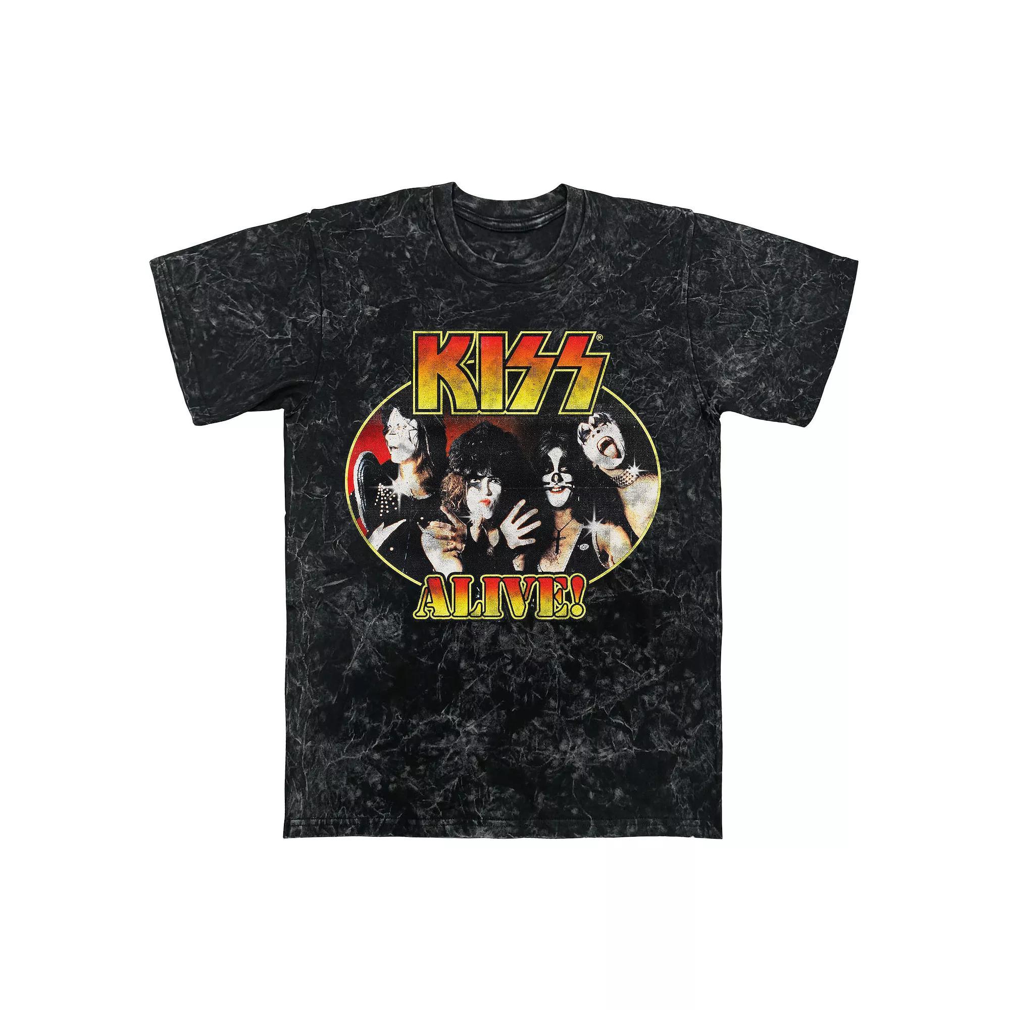 Men's Kiss Alive Vintage Graphic Tee, Size: Medium, Black Mineral Wash Product Image
