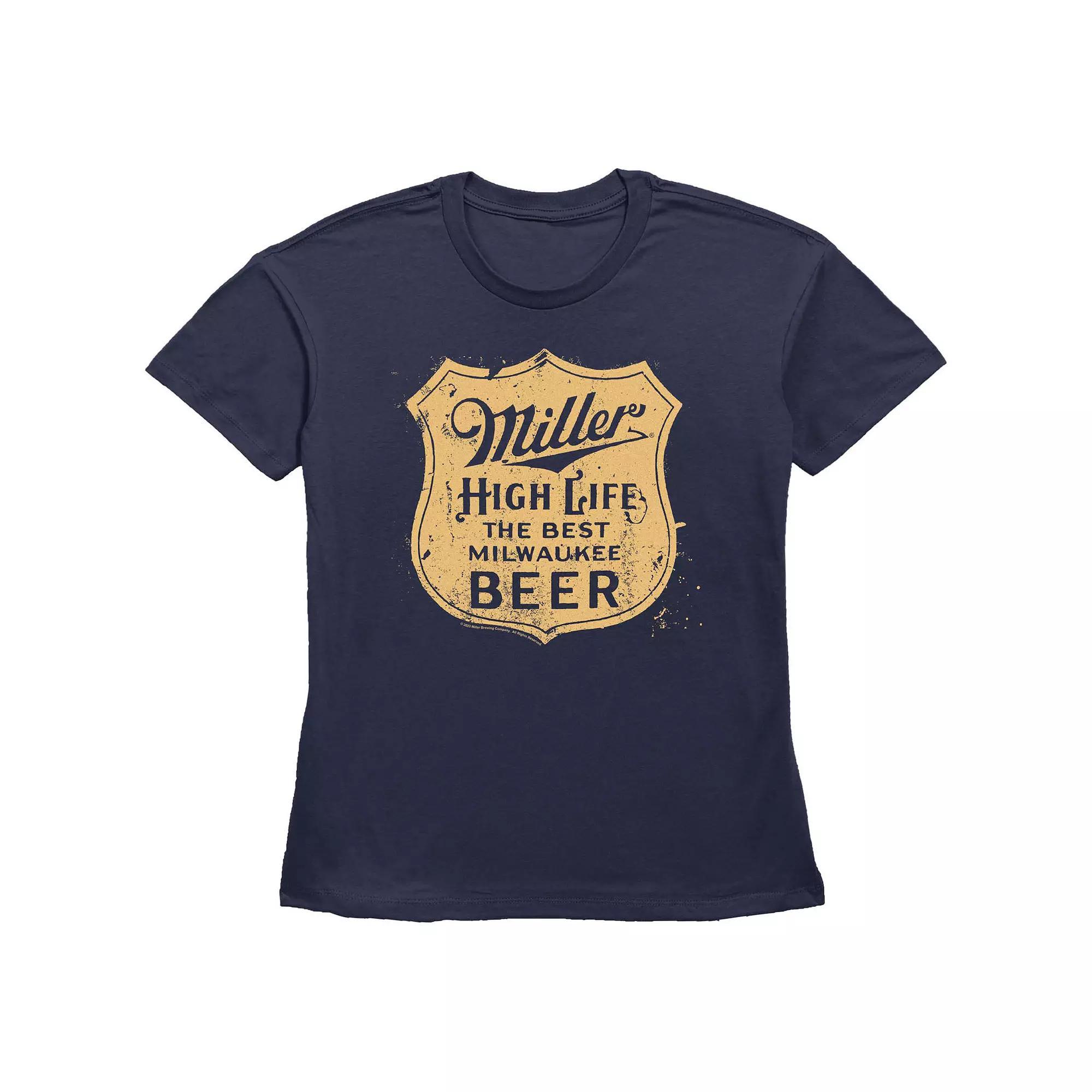 Women's Miller High Life Badge Graphic Tee, Size: Small, Blue Product Image