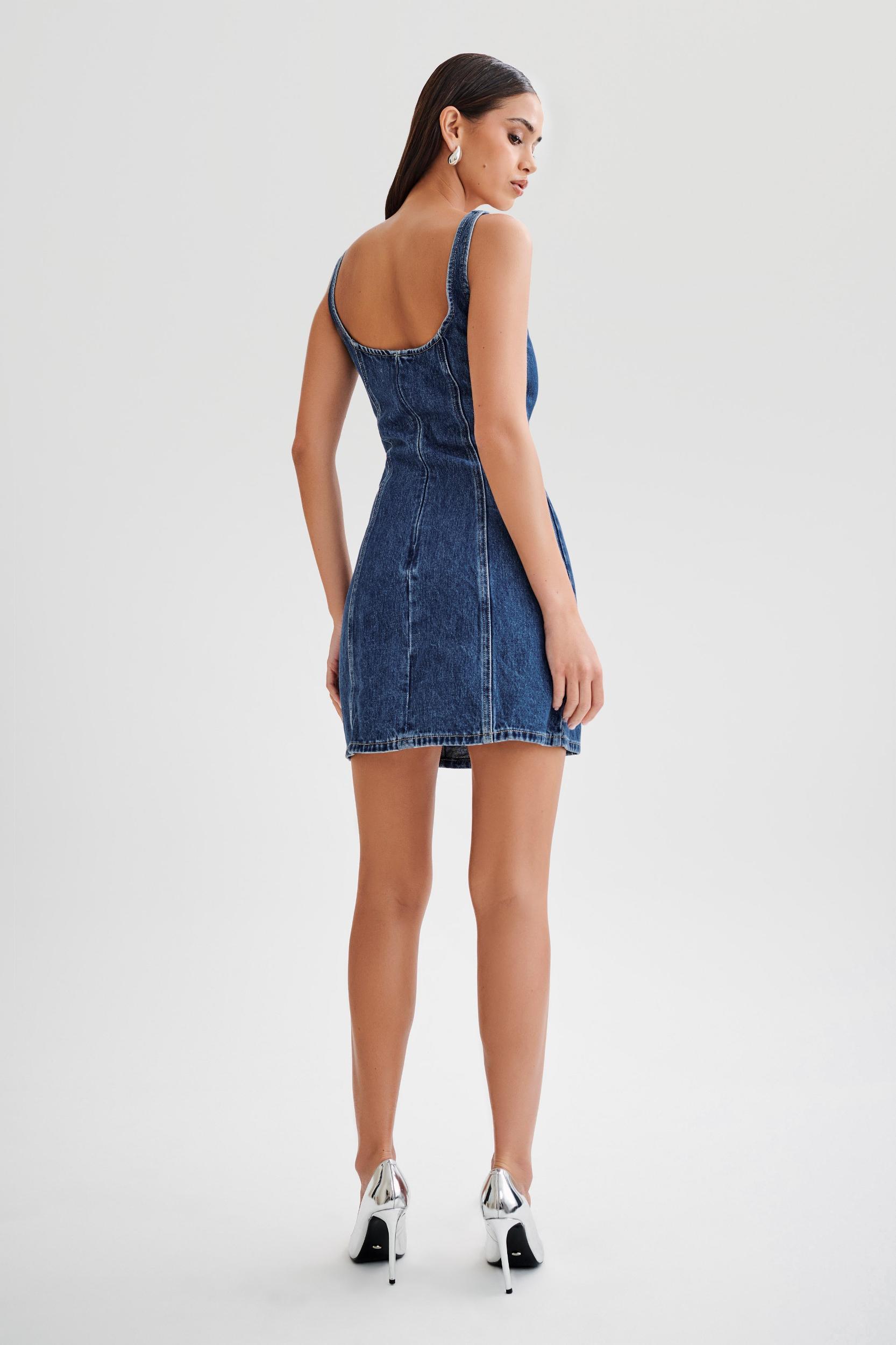 Rue Denim Mini Dress - Dark Blue Product Image