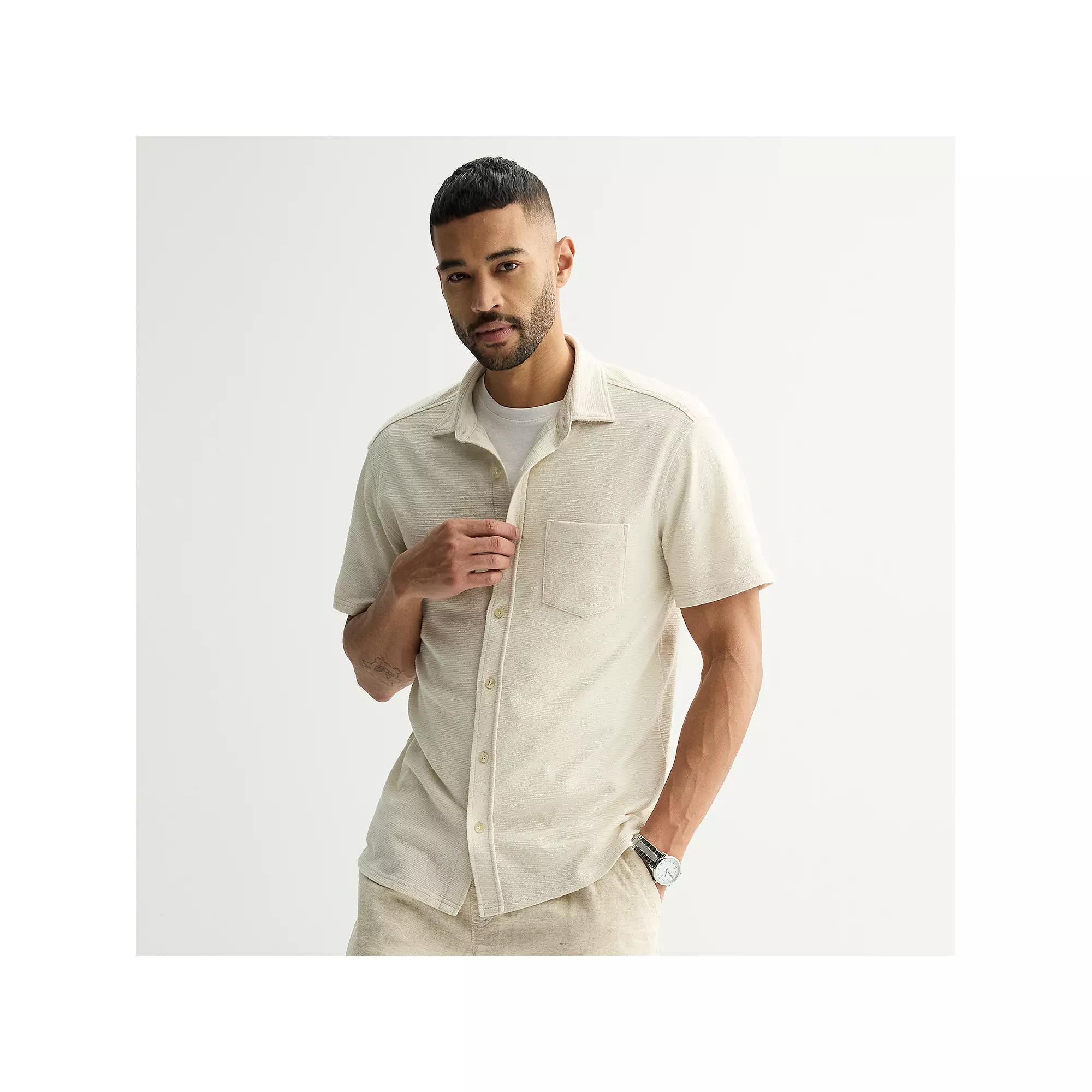 Mens Sonoma Goods For Life Textured Button Front Knit Shirt Product Image
