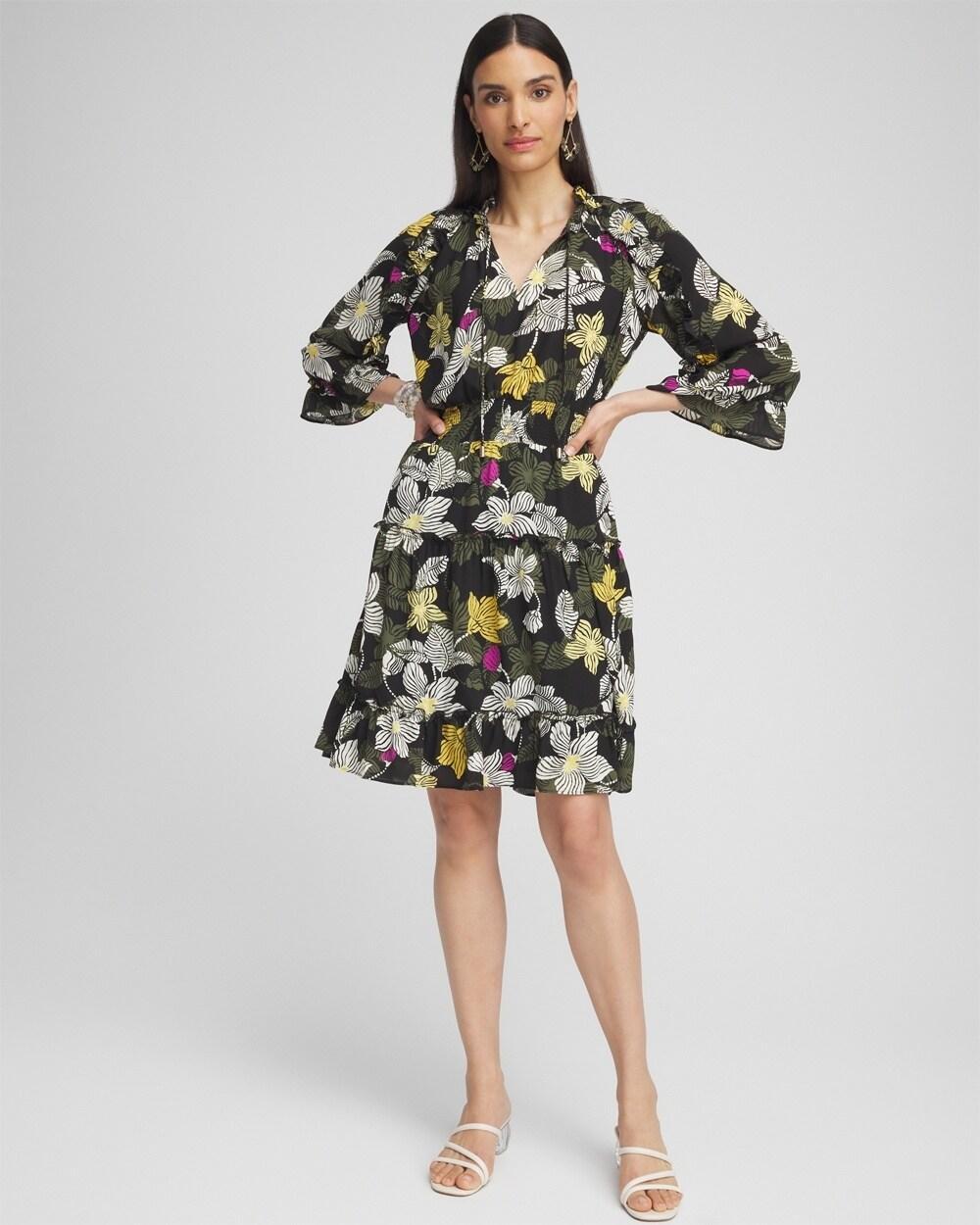 Botanical Ruffle Bell Sleeve Dress Product Image