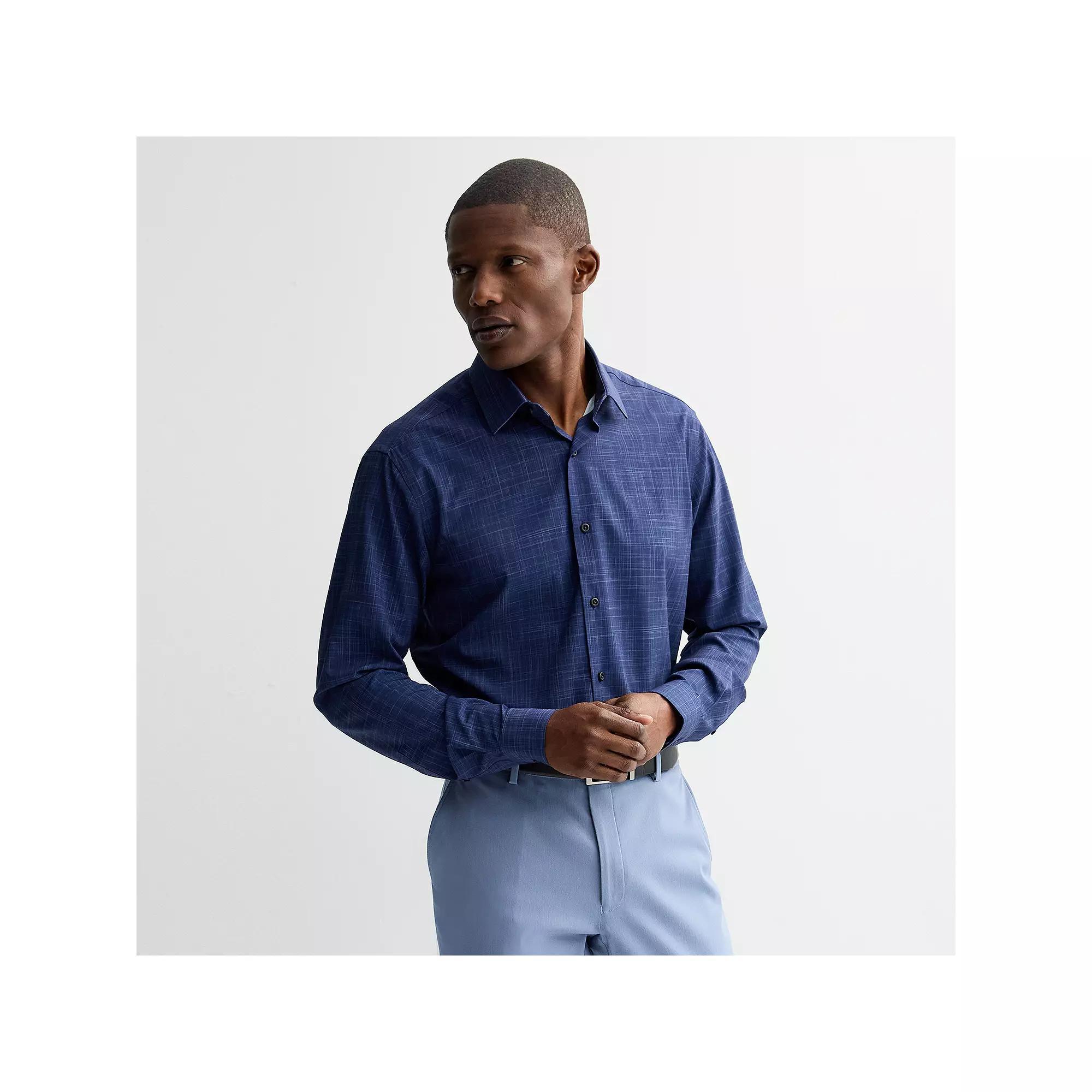 Men's Apt. 9® Performance Regular-Fit Wrinkle Resistant Dress Shirt, Size: Medium-32/33, Hatchwork Blue Product Image