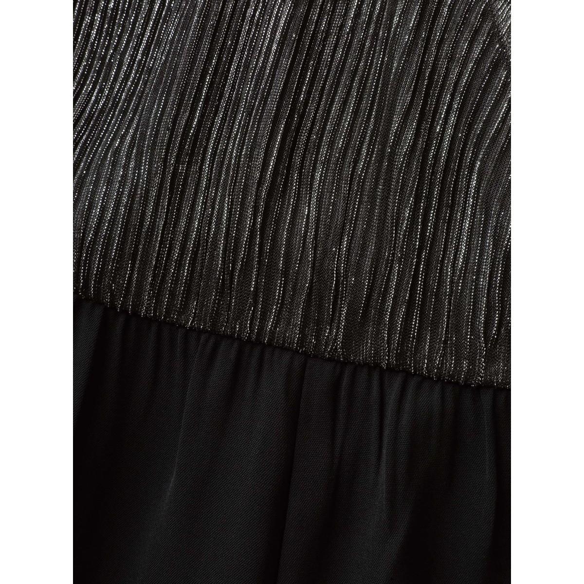 Plus Size Black Shimmery Bow Back Tie Contrast Jumpsuit Women Short sleeve Overlap Collar Party Loose Jumpsuits BloomChic 14-16/1X Product Image