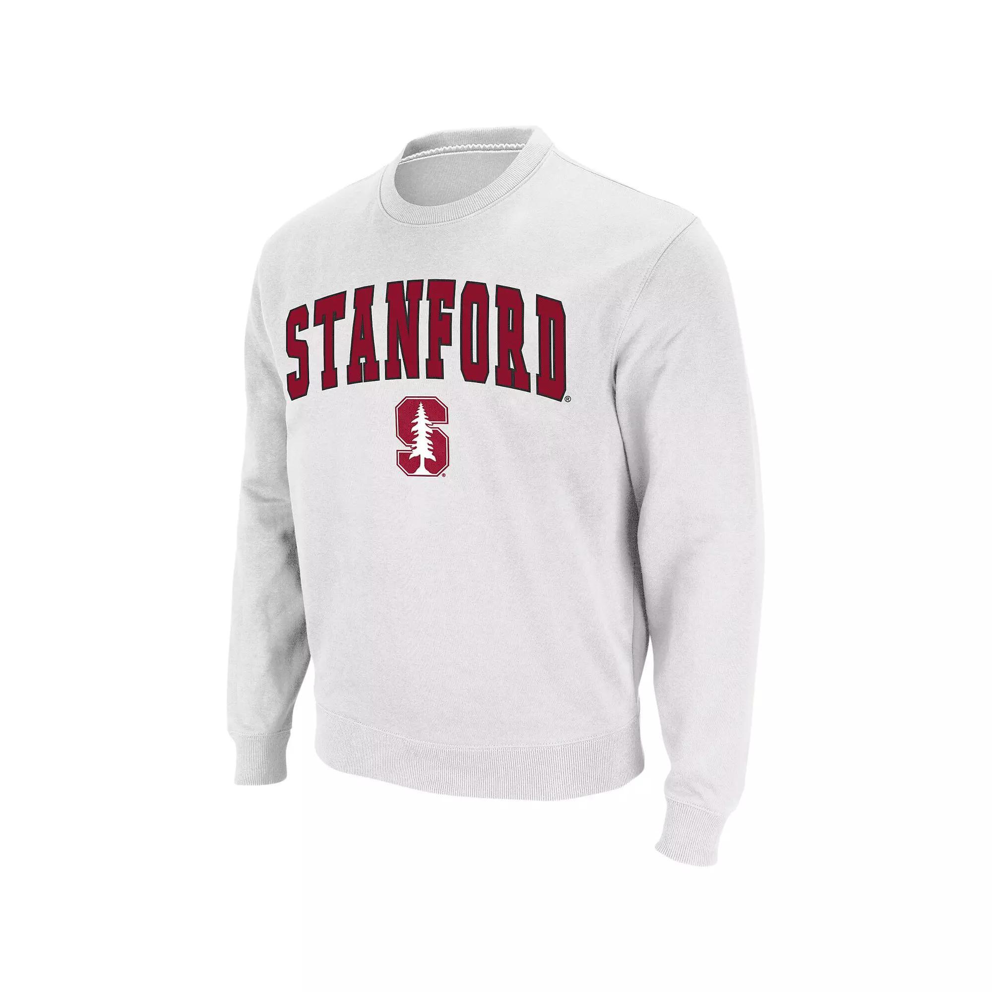 Men's Colosseum White Stanford Cardinal Arch & Logo Crew Neck Sweatshirt, Size: Large Product Image
