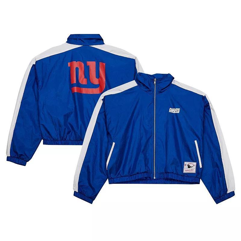Women's Mitchell & Ness Royal New York Giants Nylon Cropped Full-Zip Jacket, Size: Small, Blue Product Image