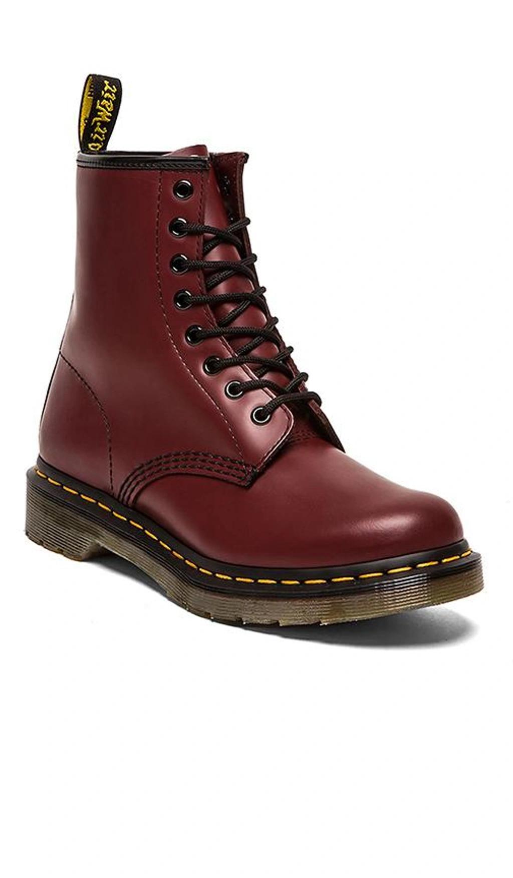 DR. MARTENS' 1460 Combat Boots In Bordeaux Leather In Cherry Red Product Image