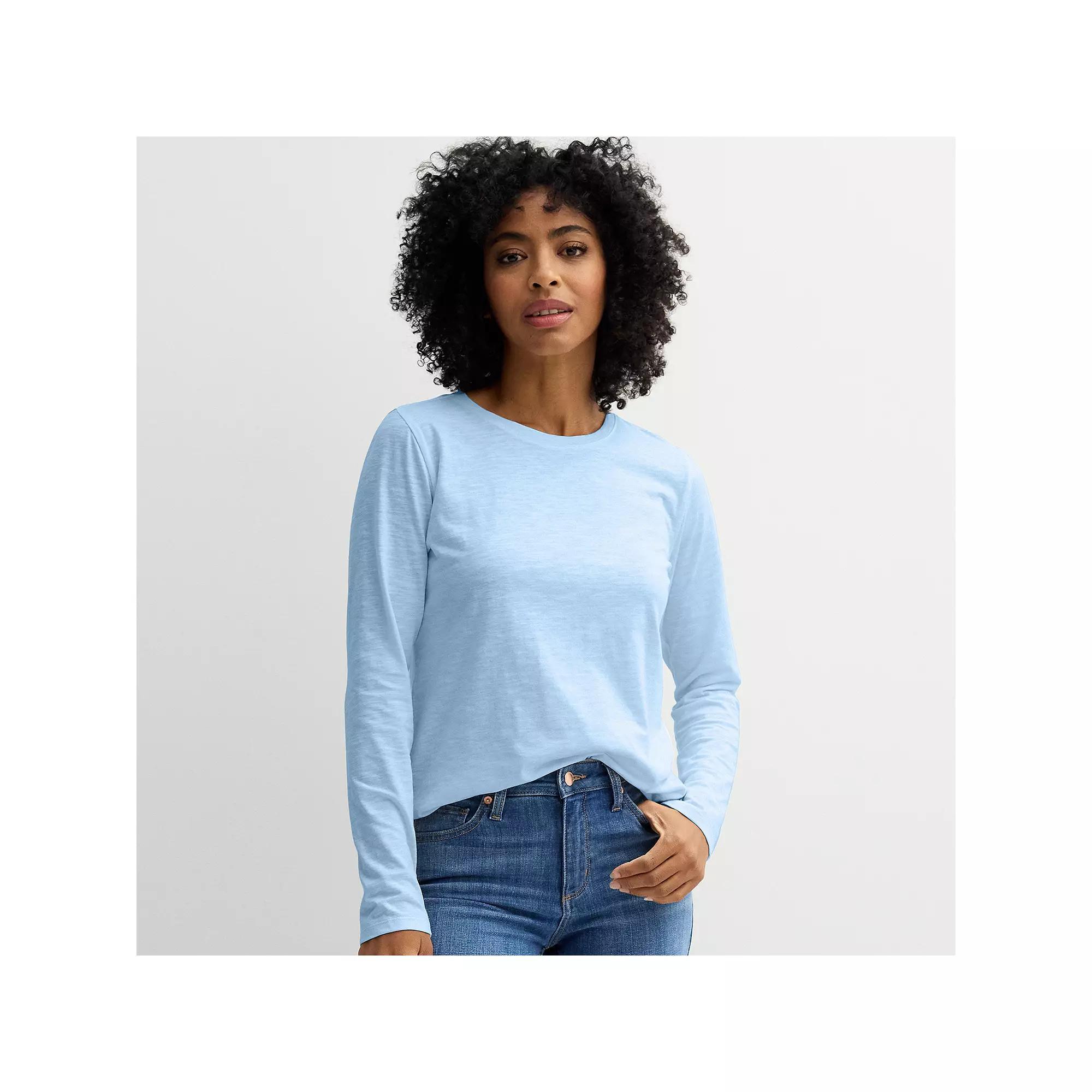 Women's Sonoma Goods For Life® Everyday Long Sleeve Crewneck Tee, Size: Medium, Grey Product Image