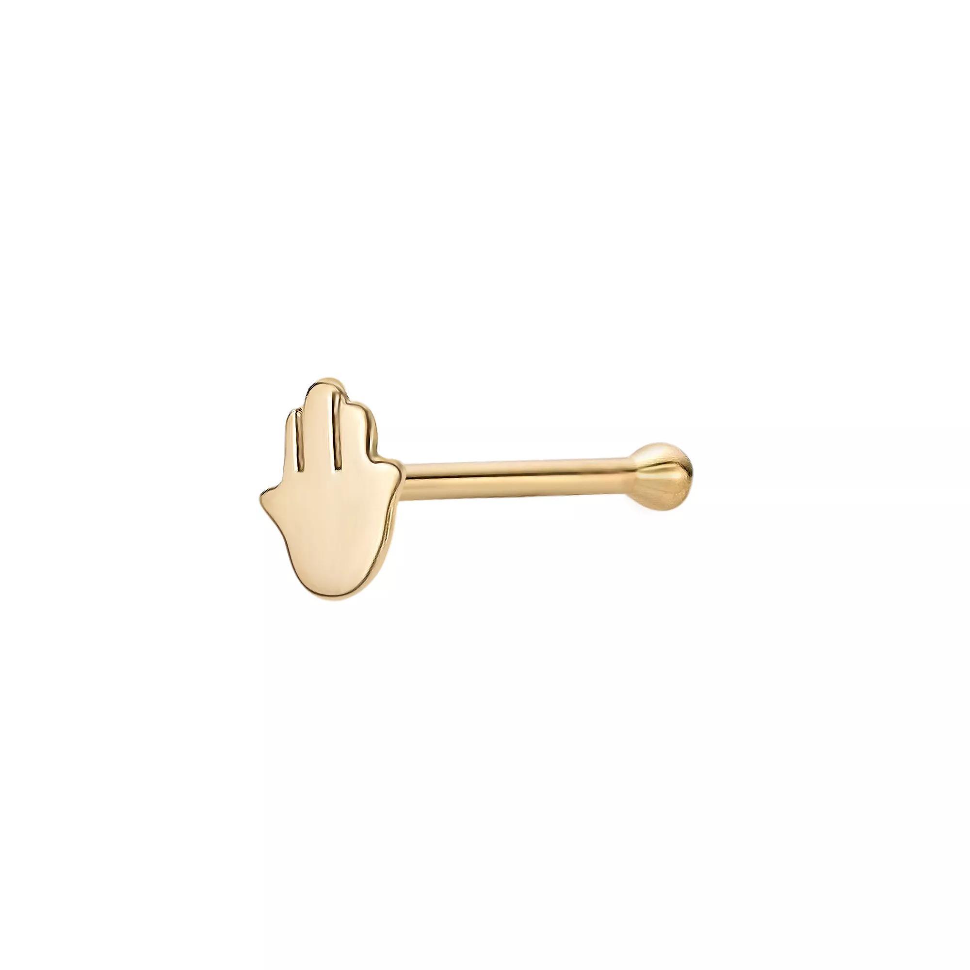 Lila Moon 14k Gold Hamsa Hand Nose Ring Stud, Women's, Yellow Product Image
