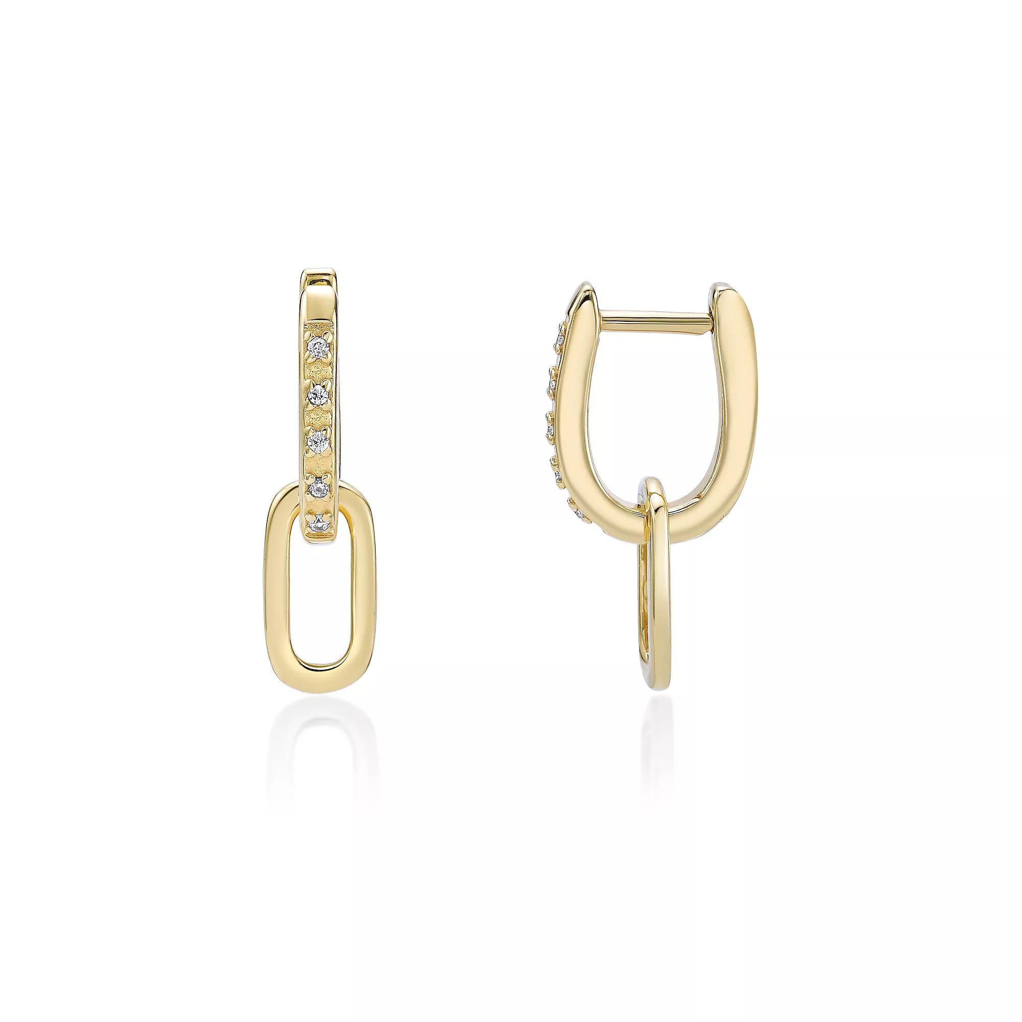 Gemminded 18k Gold Over Silver Lab-Grown Diamond Accent Link Drop Earrings, Women's, Gold Tone Product Image