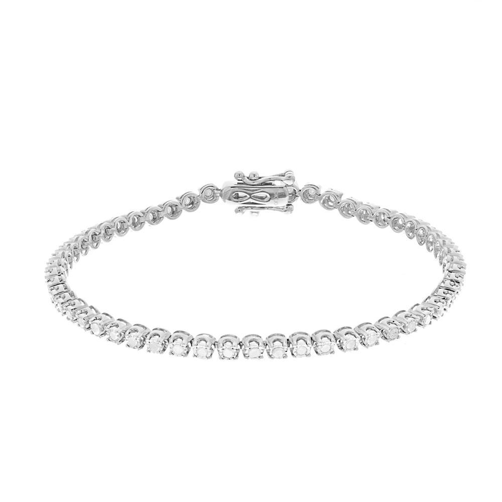 10k Gold 1 Carat T.W. Diamond Tennis Bracelet, Women's, Size: 7", White Product Image