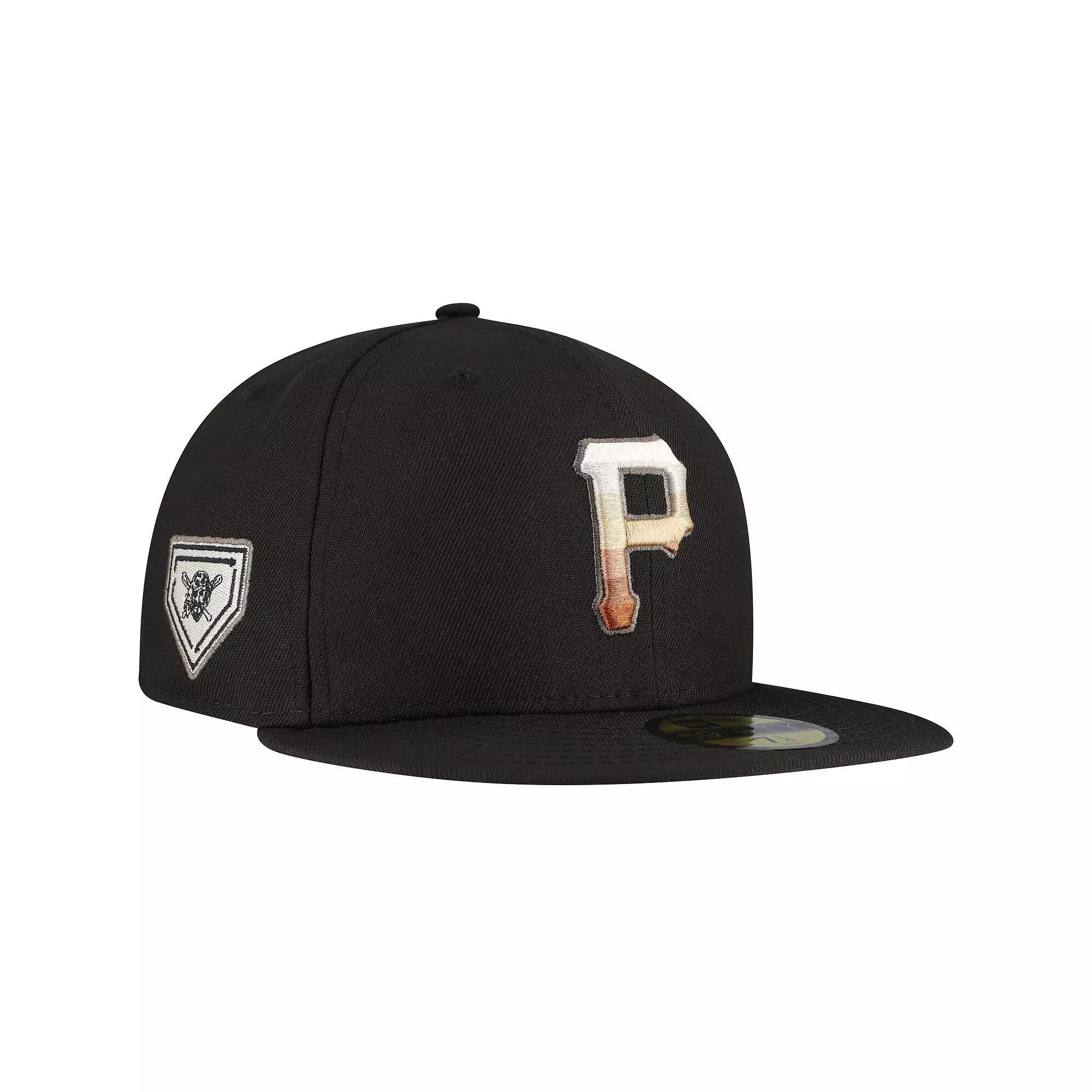 Men's New Era Black Pittsburgh Pirates Dune Gradient Side Patch 59FIFTY Fitted Hat, Size: 7 5/8 Product Image