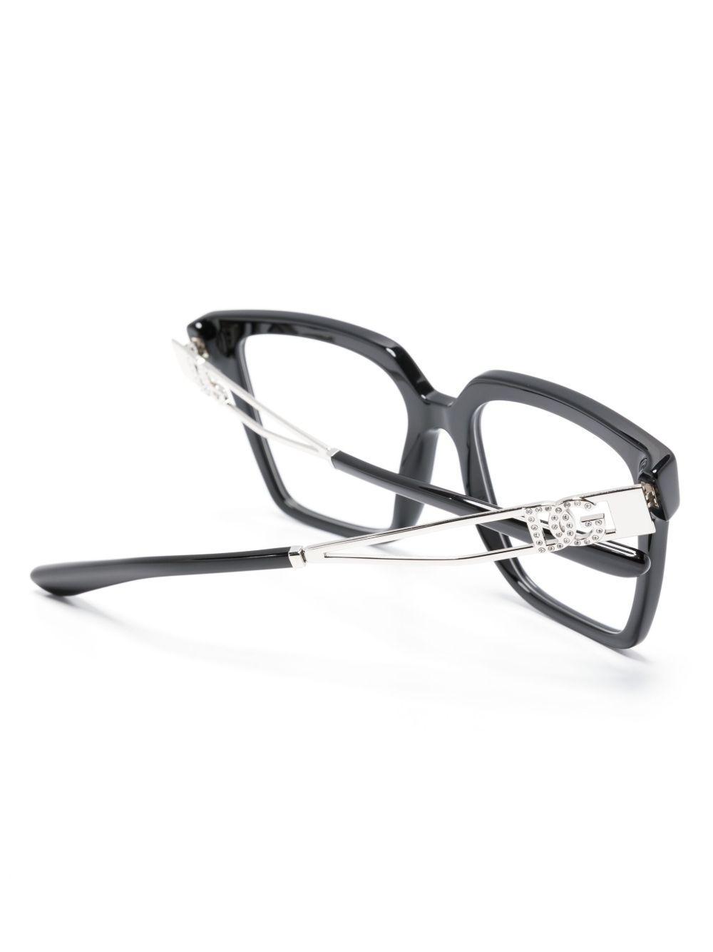 DOLCE & GABBANA Logo-lettering Square-frame Glasses In Black Product Image