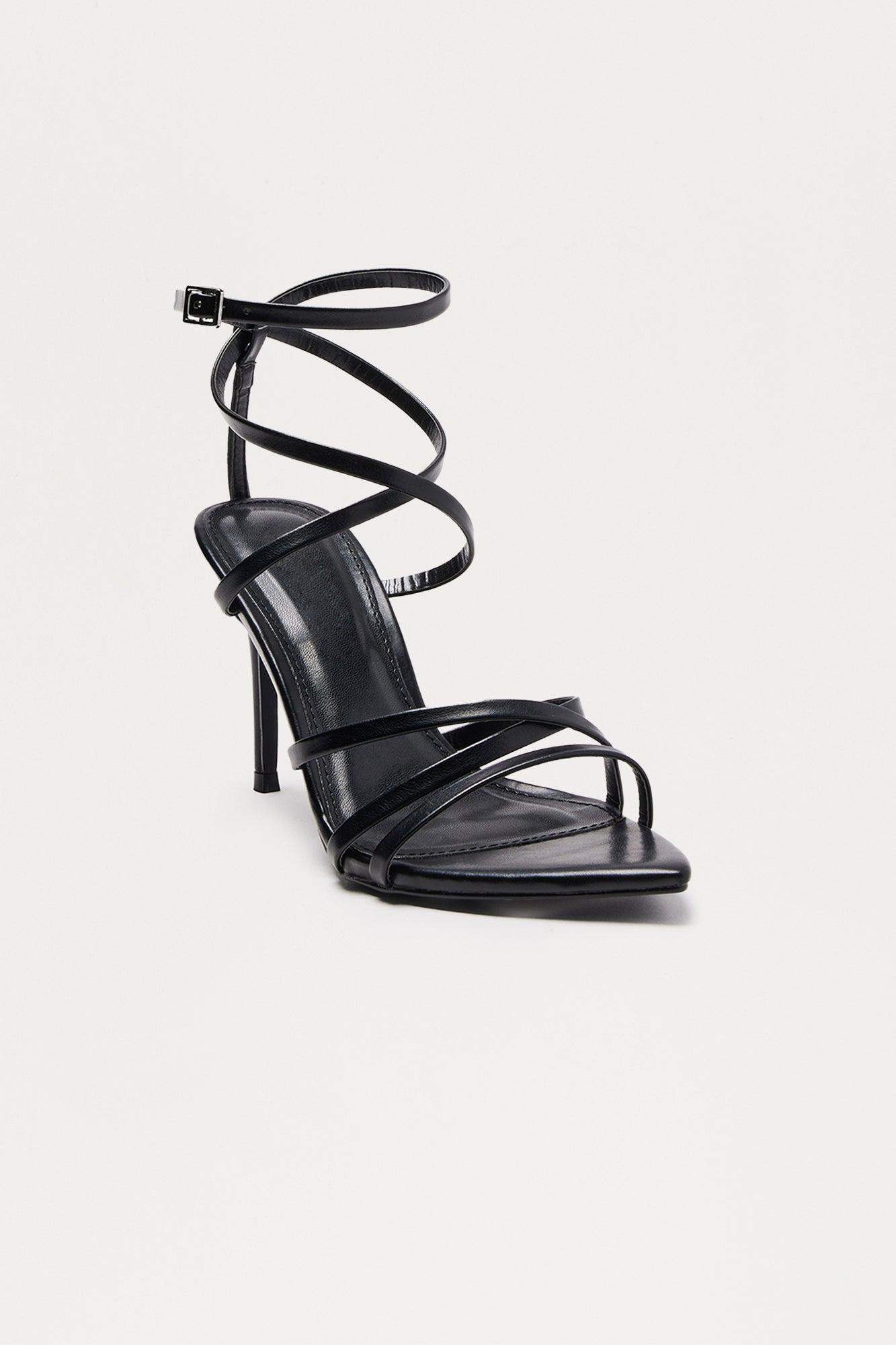 Upton Faux Leather Stiletto Heels - Black Product Image